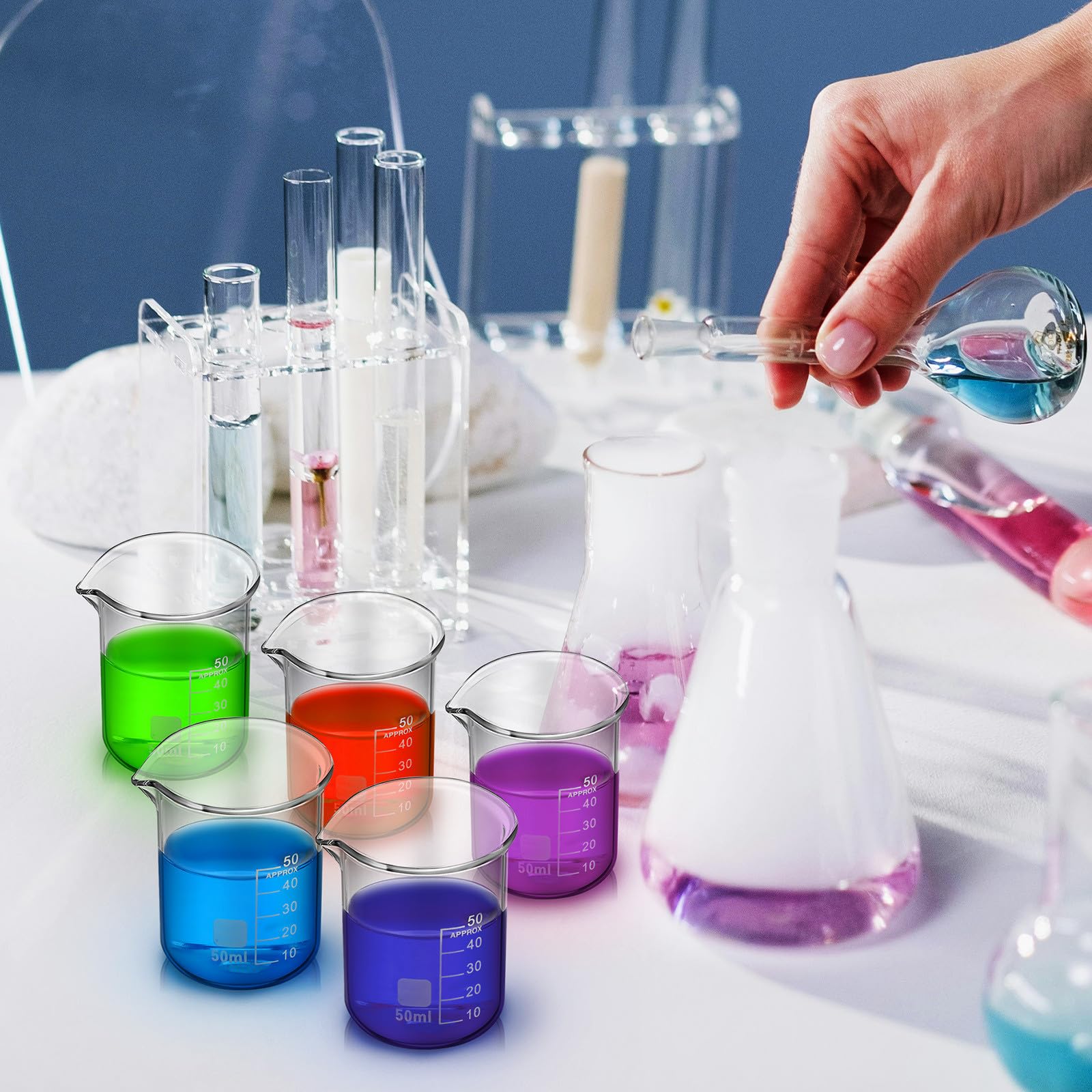 iplusmile Vasos de Precipitados y Diseño Simple y Elegante Medición Precisa de Vidrio 20 Capacidad de 50ml para Uso en Laboratorio Científico