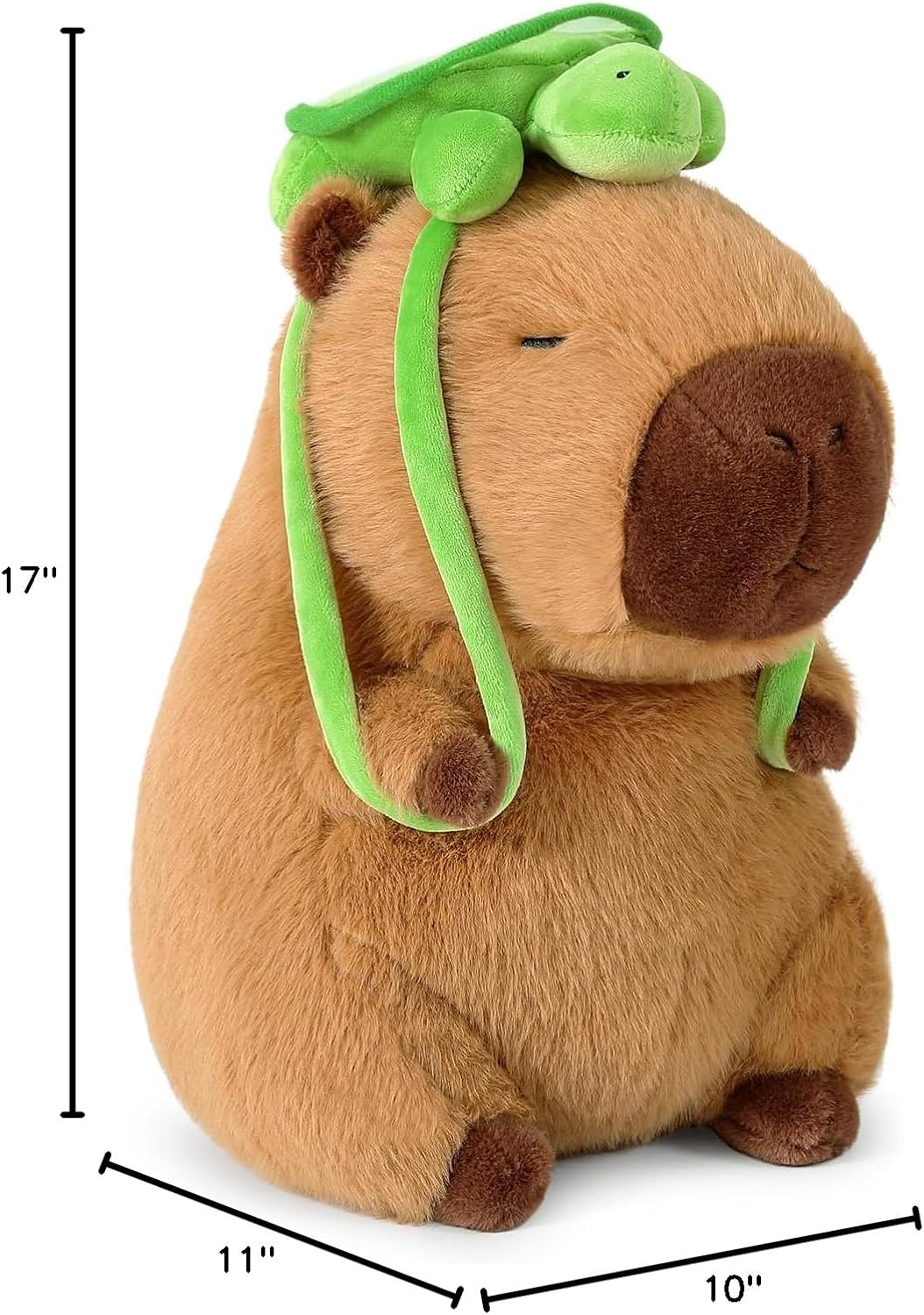 Ditucu Cute Capybara Plush with Turtle Backpack Soft Capibara Stuffed Animal Plushies Toys Hugging Gifts for Kids Brown 17 inch
