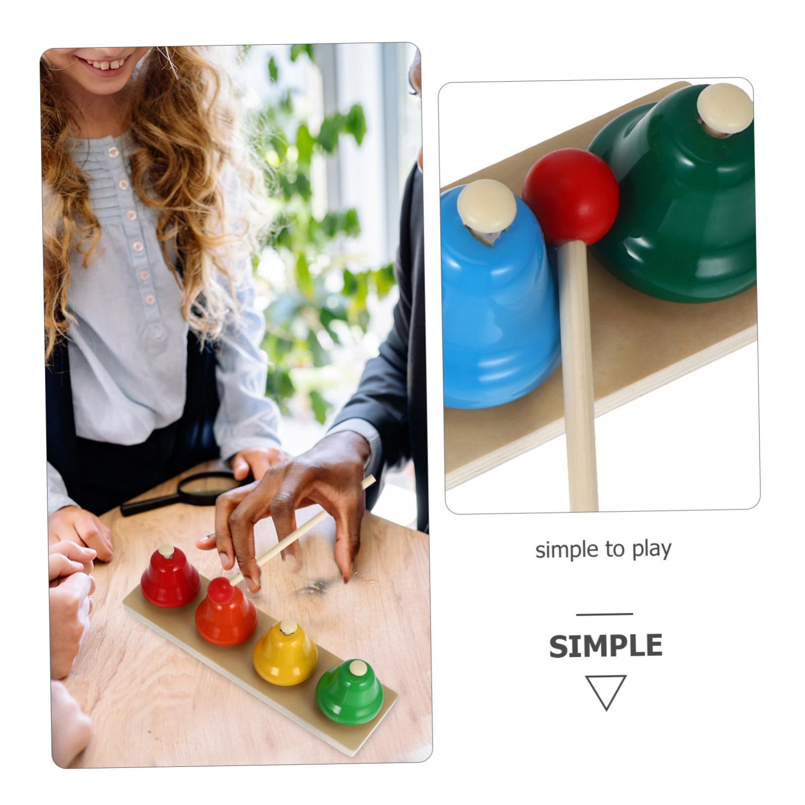 Juego de 2 Instrumentos de Percusión Infantil de Madera y Cobre, Juguetes de Campana Que Promueven la Coordinación Mano-Ojo y Diferentes Tonos para Niños Pequeños