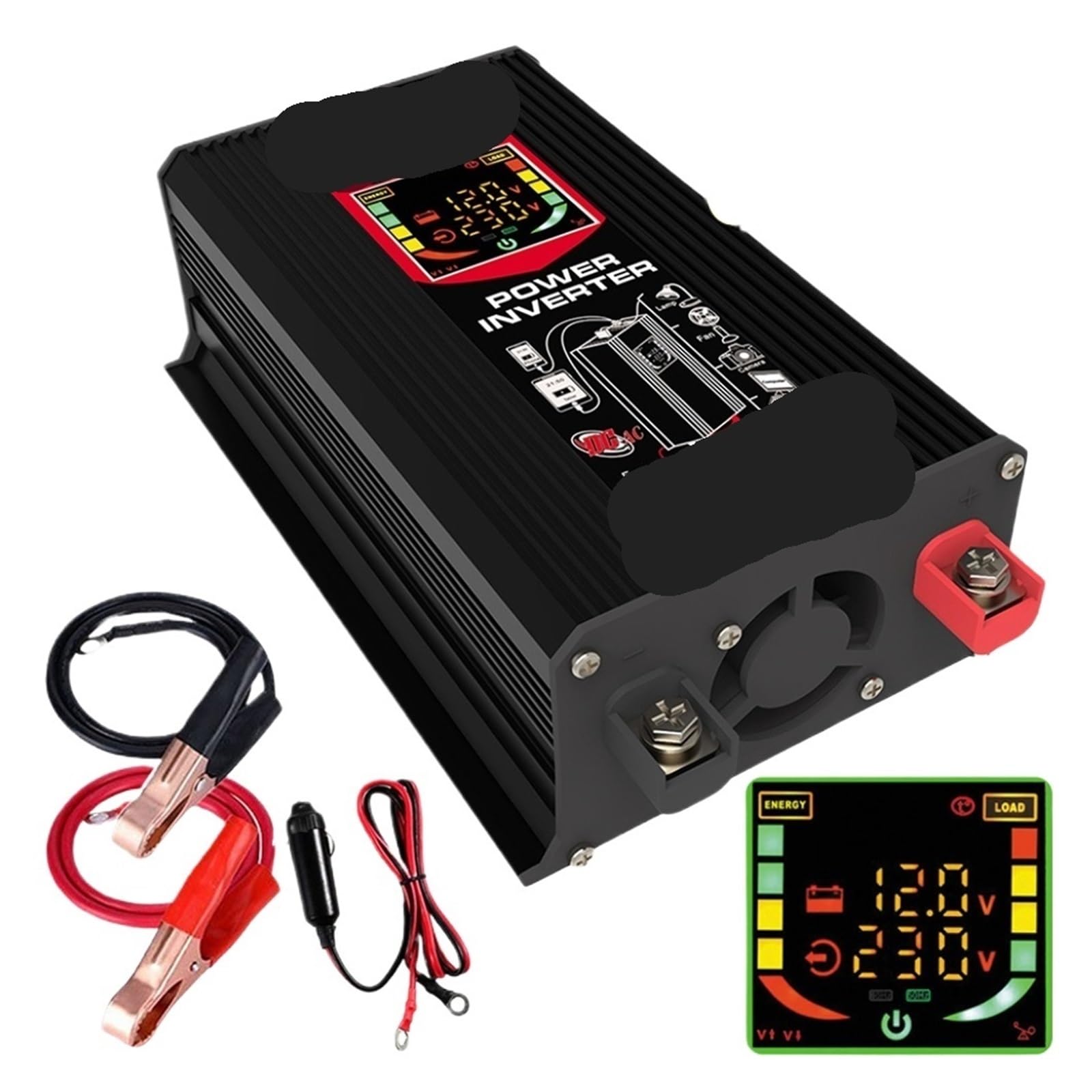 Falownik mocy 6000W/4000W Przetwornica napięcia samochodowego Modyfikowana fala sinusoidalna Podwójny konwerter USB samochodowy DC 12V