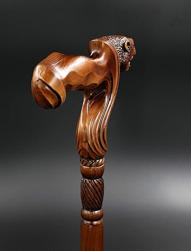 Miniatura 8 de GC-Artis - Bastón de madera con cabeza de jaguar, hecho a mano, ergonómico, cómodo agarre, bastones tallados en madera para hombres y mujeres,