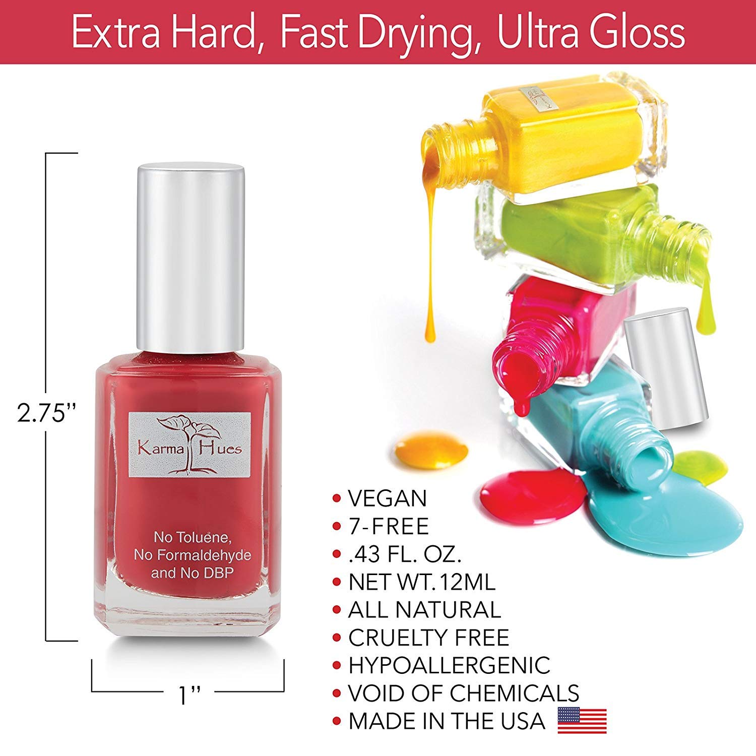 Karma Naturals Nail Polish - Non-Toxic Vegan Formula, Wine O'Clock Color, 0.43 Fl Oz Vitamin Enriched