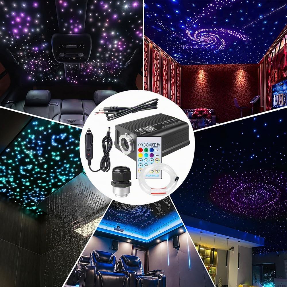 Twinkle Starlight Lot de 500 plafonniers LED à fibre optique 16 W Application et télécommande pour voiture, maison, fête