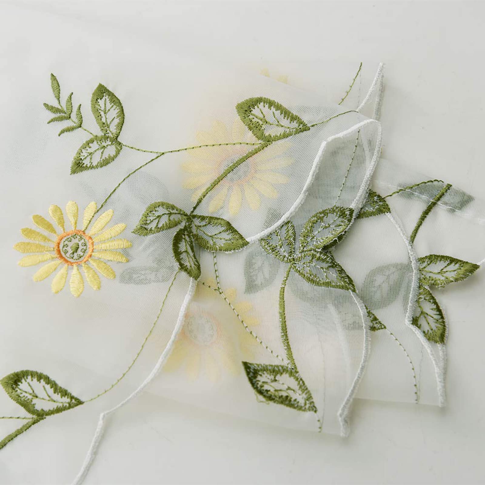 ZHH E-COMMERCE Valance for Window Yellow Flower Curtain - Farmhouse Daisy Kitchen Curtain, Cafe Net, H 27 x W 70 Inch, 1 Panel