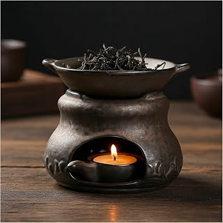 Ceramic Aromatherapy Burner,Ceramic Tea Stove Warmer Set,Cedar and Zen Incense Burner for Home Office,Tea Light Candle Holders Teapot Warmer for Meditation,Relaxation,Sleeping