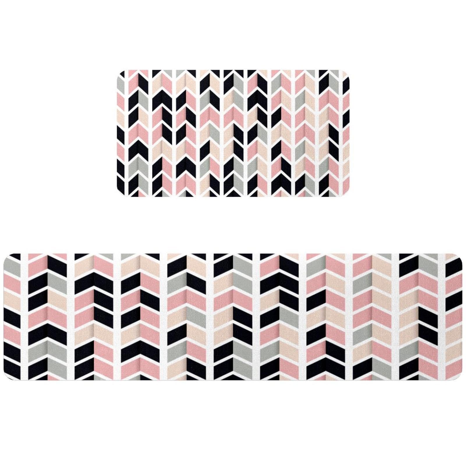 Alfombras de cocina para pasillo y lavado geométricas rosa VAPOKF de ambiente