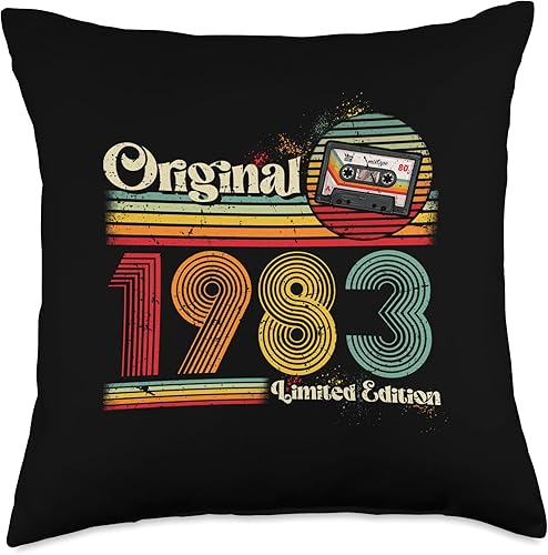 Original 1983 Birthday gifts Legend Bday 1983 Vintage Birthday Retro Limited Edition Men Woman Gift Throw Pillow, 18x18, Multicolor
