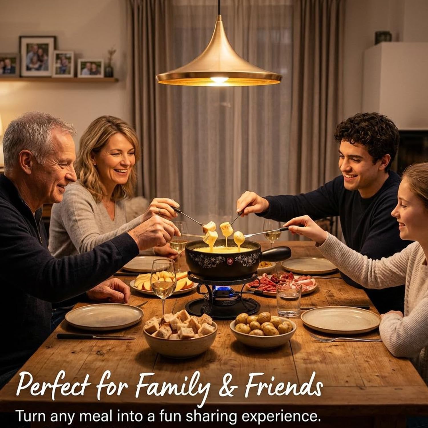 Artestia Käsefondue-Kochtopf, Keramik, Schweizer Blumen, (Fondue-Set – Schweizer Alpen) Fondue Set - Swiss Floral