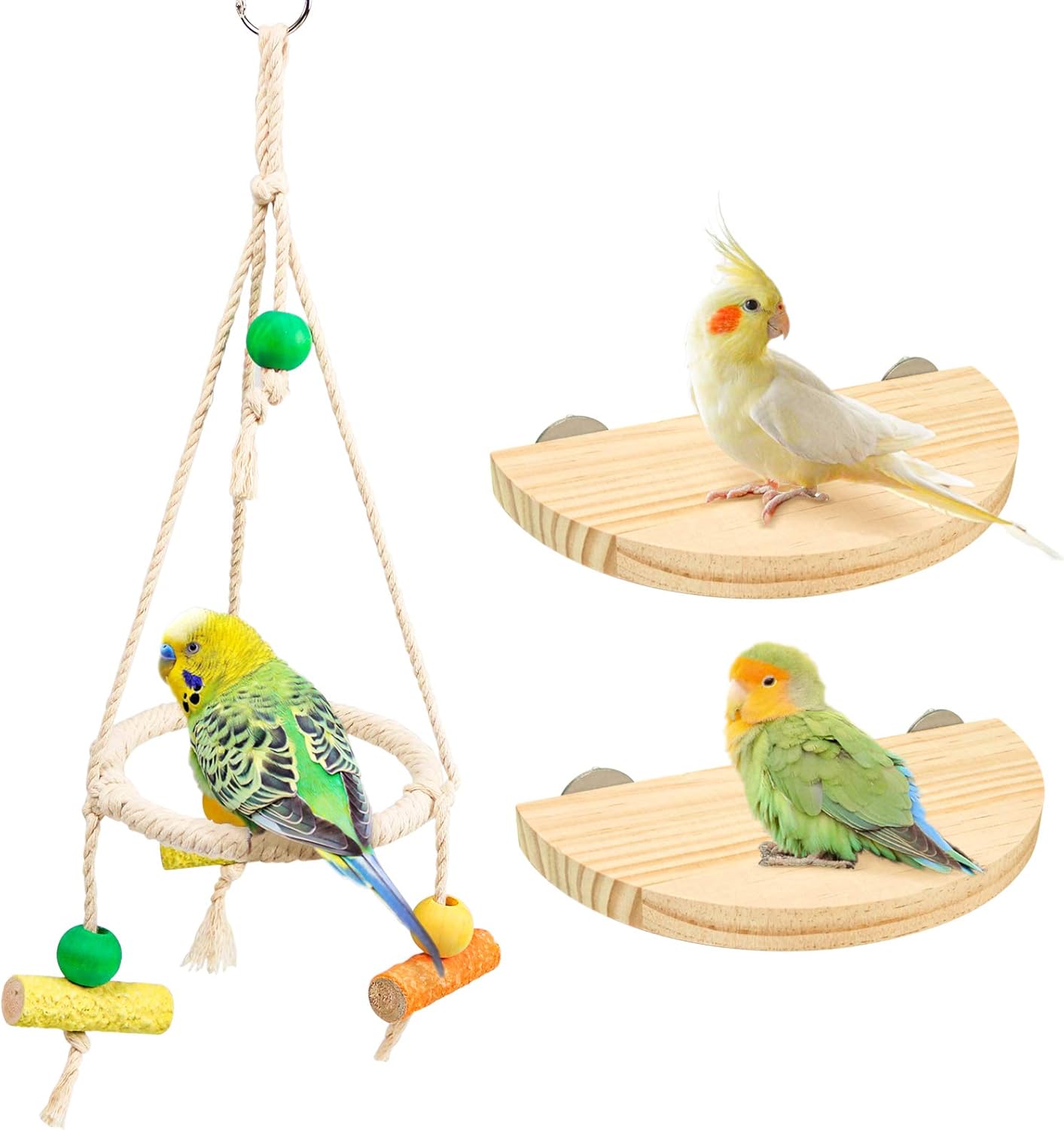 Bird Perch Stand Parrot Rope Swing Hanging Toy,Circle Ring