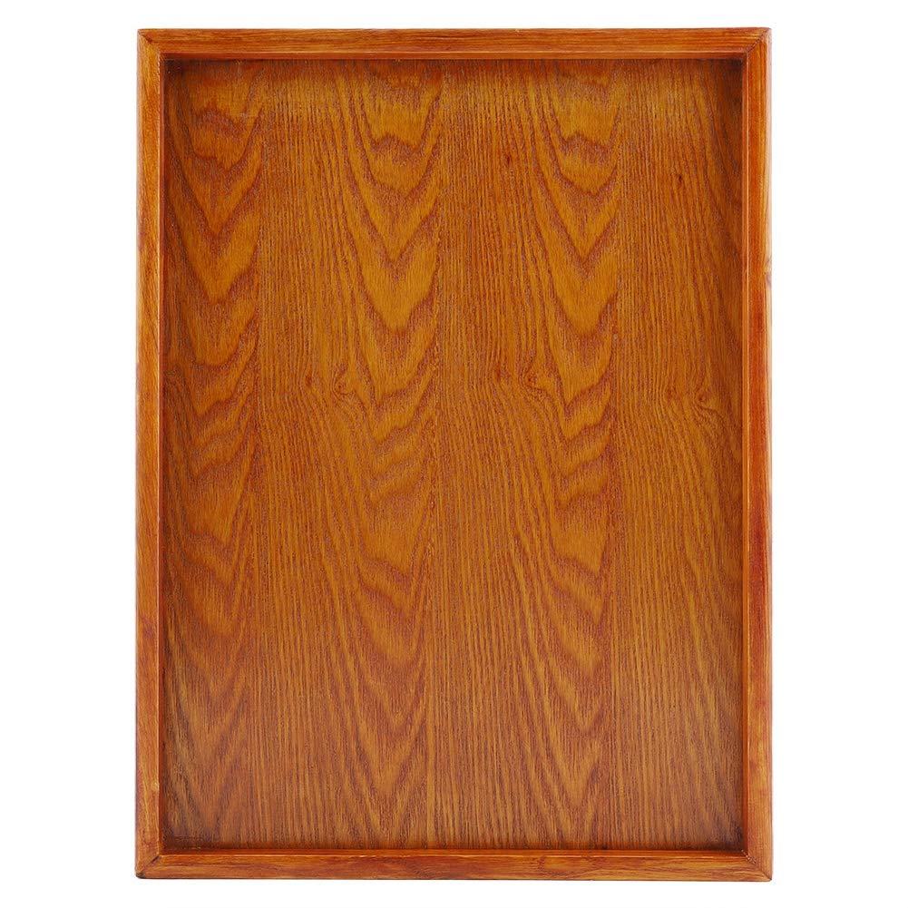 Wooden Tray, Solid Wood Rectangular Tableware Serving Tray Food Fruit Plate Tea Serving Plate Snacks Food Storage Dish Serving Table Plate for Restaurant Home (36 * 27cm)