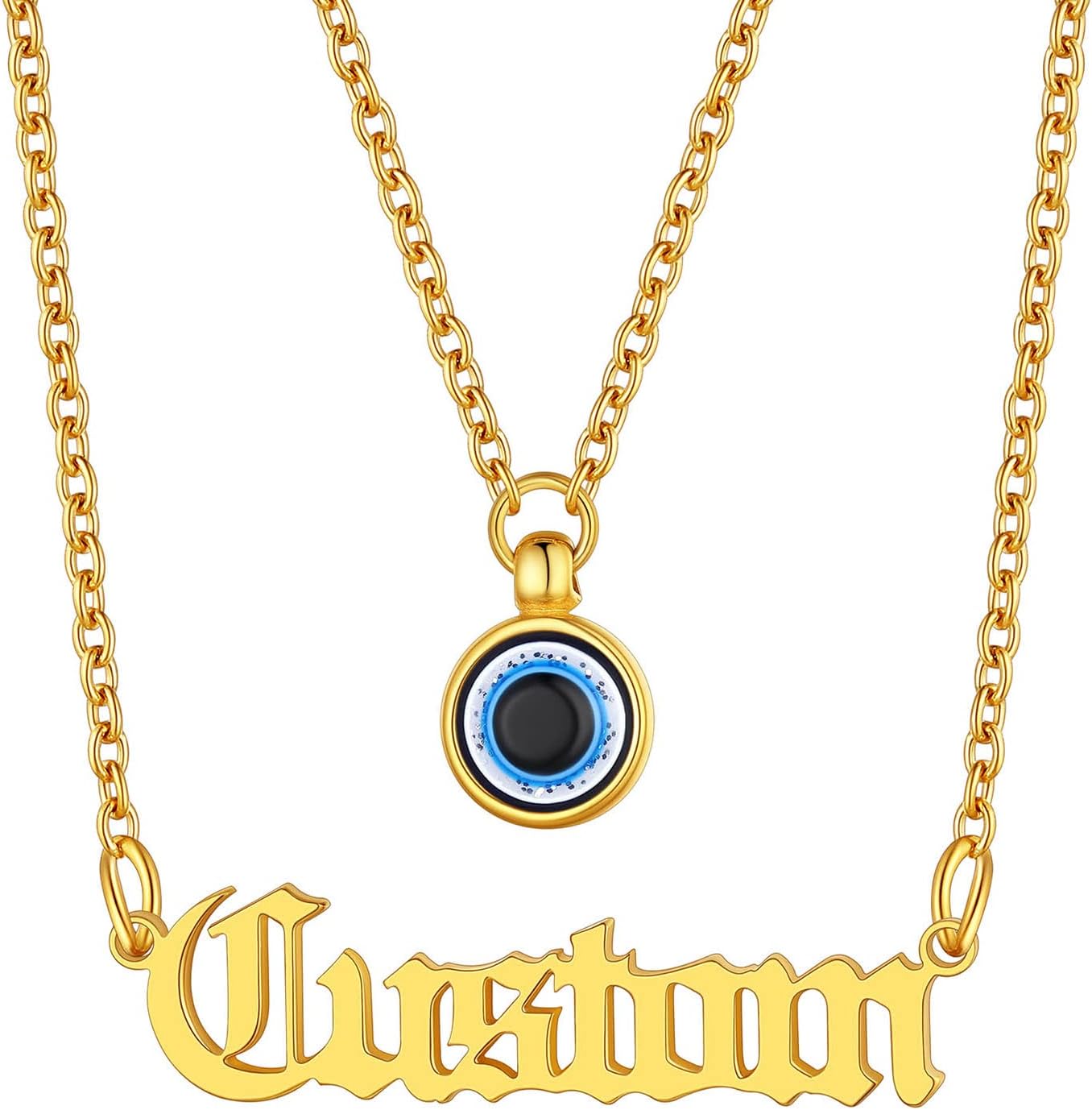 Supcare Custom Name Necklace Gifts Women Personalized Pendant Necklaces Evil Eye Jewelry,Silver/Gold/Black (with Gift Wrapped)