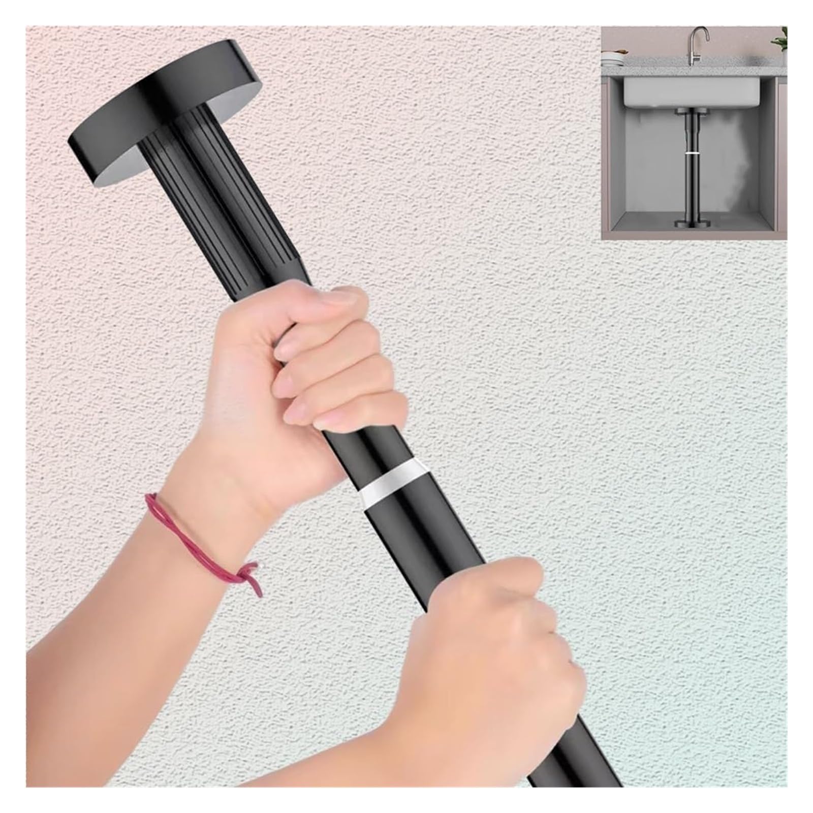 DHetyE Sink support legs Undermount Sink Legs AdjustableStainless Steel Telescopic Support PoleDrill Free Hand Brackets Jack(Black,Height 70 120cm)