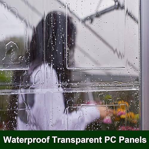 Miniatura 5 de VanAcc Invernadero híbrido de policarbonato de 6 x 8 pies, 2 ventanas de ventilación con puerta con bisagras con cerradura, invernadero para