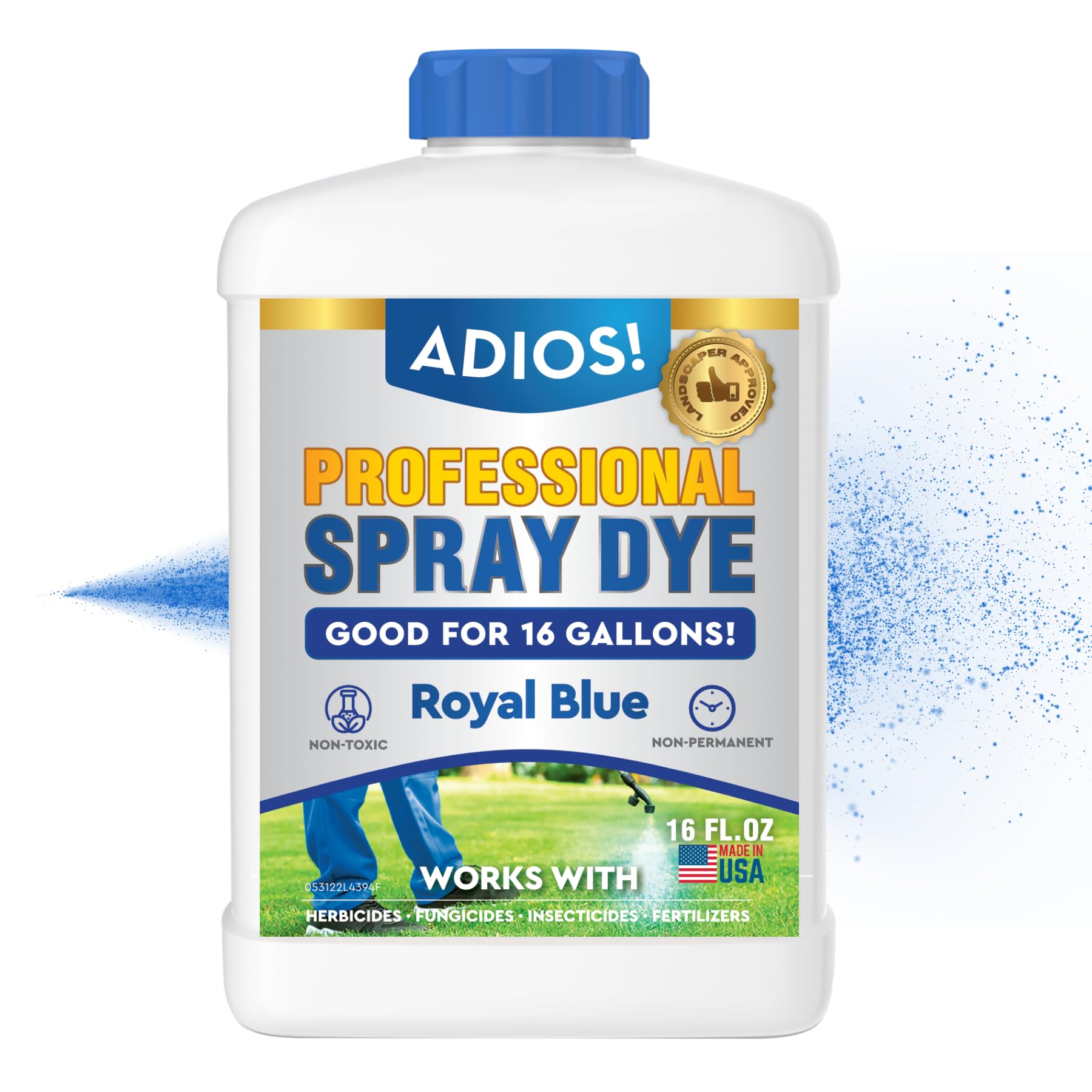 ADIOS! Herbicide Dye Blue Marker for Lawn and Turf, Makes 32 Gallons - 16oz
