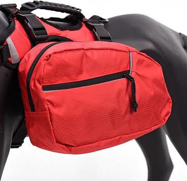 Dogs 2 in 1 Water-Repellent Adjustable Expedition Backpack, Harness with Detachable Saddle Bag Pack Rucksack for Medium & Large Dog Hiking Camping Travel (Large)
