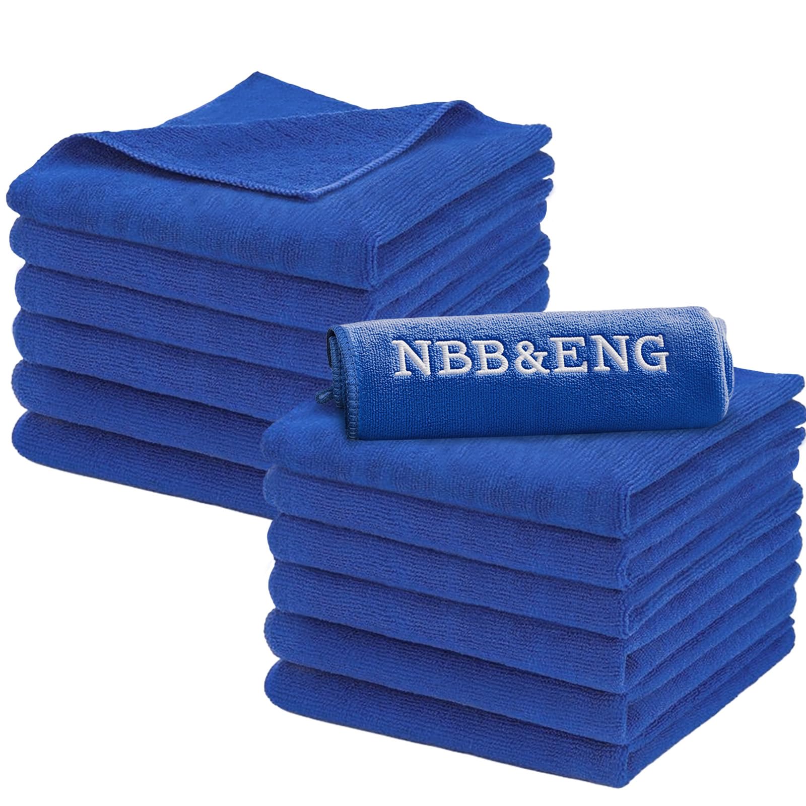 NBBENG （ 12 Pack, Blue ） Microfiber Cleaning Cloth, high-density material, ultra soft and lint free, strong water absorption without shedding hair, environmentally friendly and durable cleaning tool