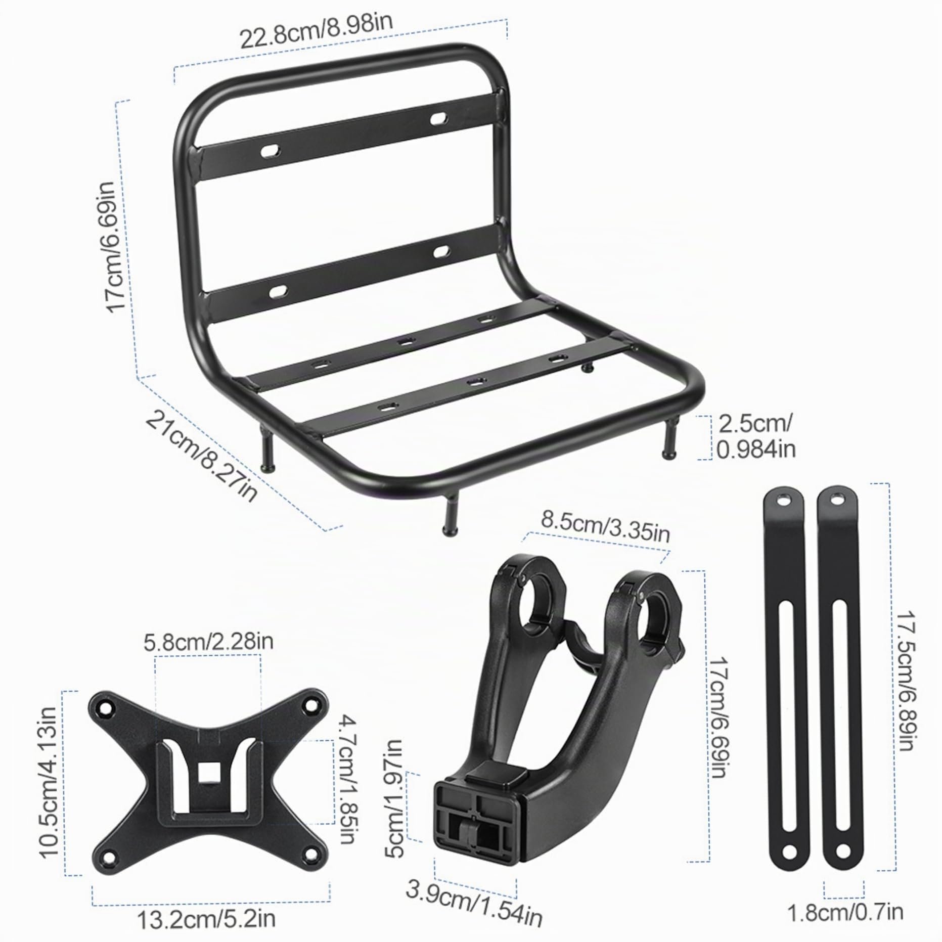 Porte-vélos pour vélo | Porte-Bagages Avant – Cargaison en Alliage d'aluminium avec Charge maximale de 15 kg, monté sur Fourche pour la Plupart des vélos