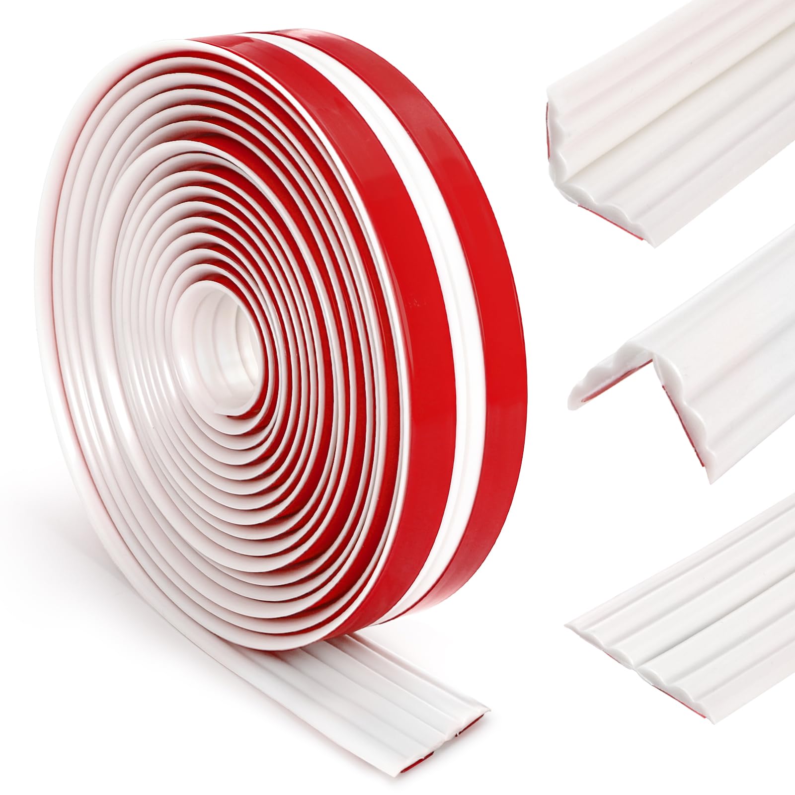 16.4 Ft Wall Corner Protector Peel and Stick, Wall Trim Molding Inside and Outside, Self-Adhesive Flexible Trim Furniture Edge Guard for Wall Edge, Ceiling, Countertop, White, Easy to Install