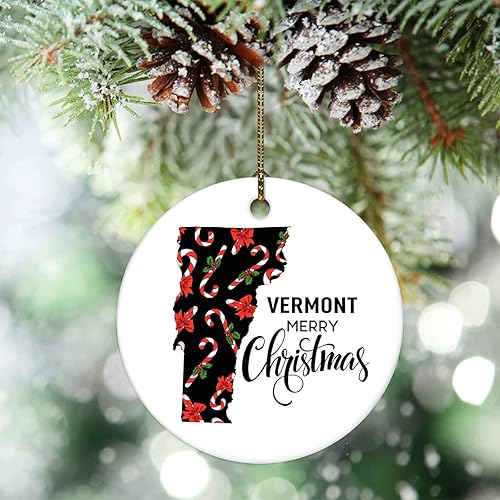 Miniatura 1 de Merry Christmas Vermont Keepsakes - Regalo del estado de Estados Unidos, adorno de cerámica para Navidad, colgante colgante para pareja, regalo de