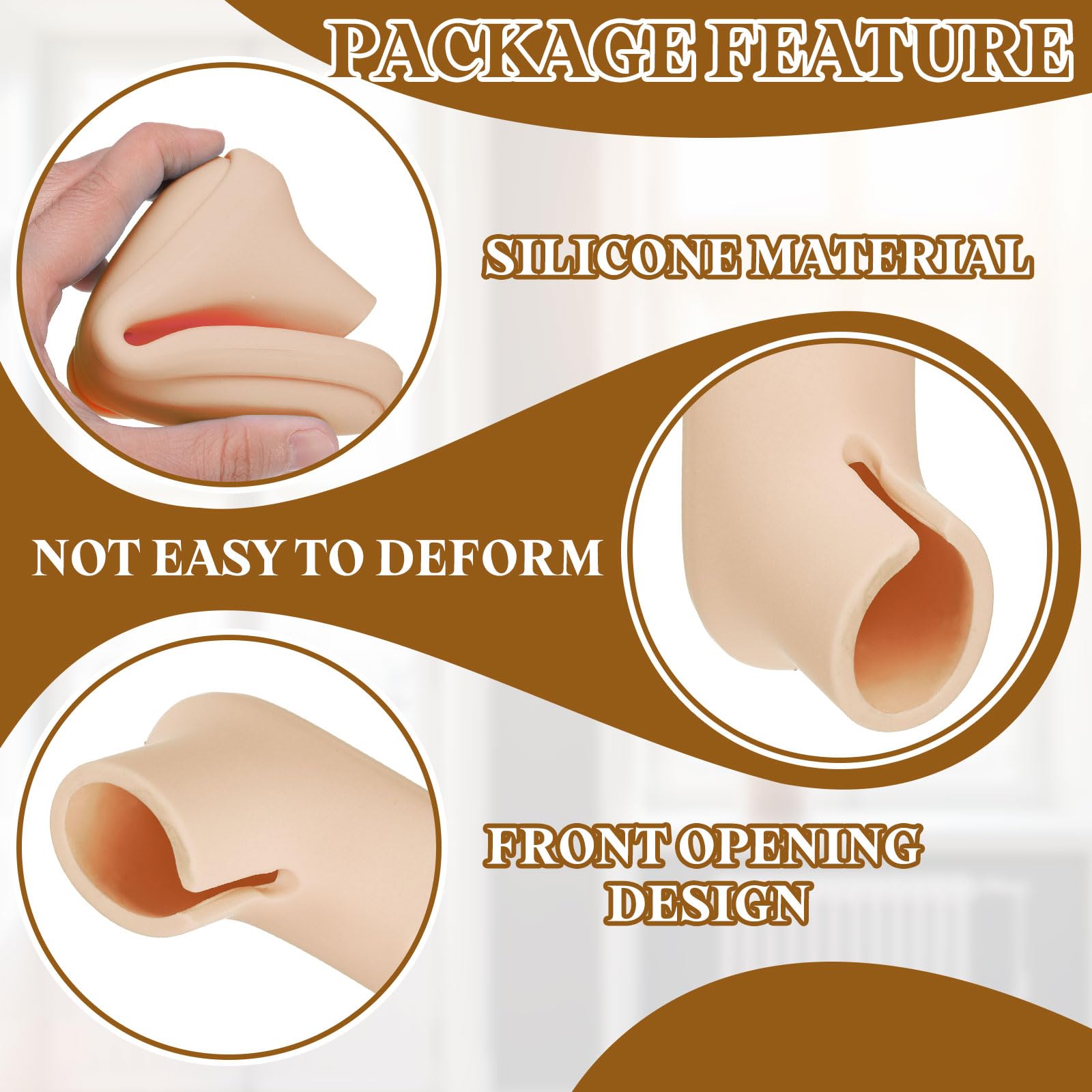 PATIKIL 5.9 Inch Door Handle Cover Silicone Sleeve Protector, 2Pcs Cushion Cover Protect Hands for Kitchen Bathroom Bedroom Beige - Image 3