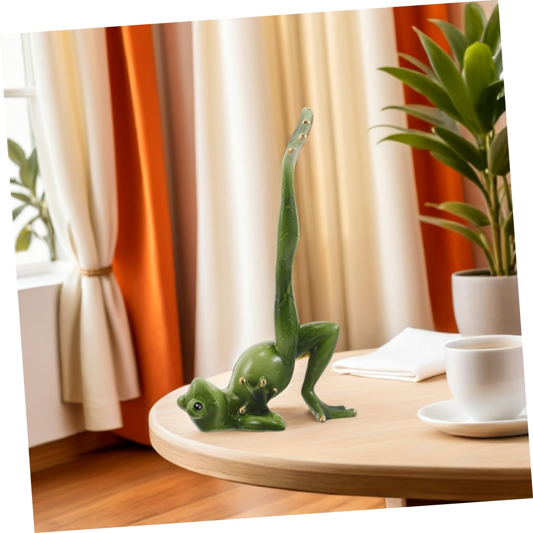 Gatuida 2 Piezas Estatuas de Rana de Resina para Yoga Figuritas Decorativas Creativas para Escritorio Oficina Jardín y Patio Esculturas Divertidas para Ambiente Zen y Meditación