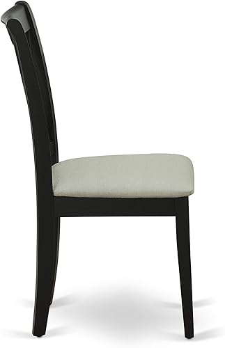 Miniatura 6 de East West Furniture CLC-BLK-C Clarksville - Sillas de comedor tapizadas de tela de lino, juego de 2, color negro