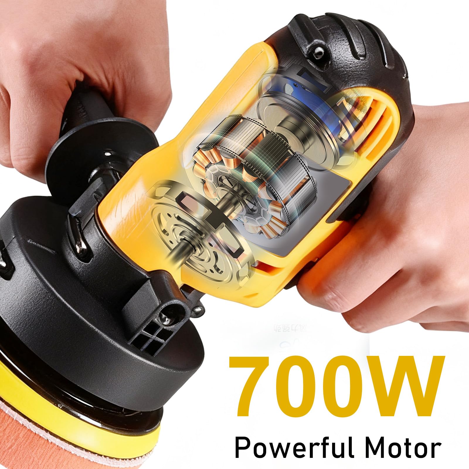 Kit de pulido y encerado para coche de 700 vatios con 6 velocidades variables y 12 accesorios, ideal para detalles, pulido, encerado y eliminación de arañazos