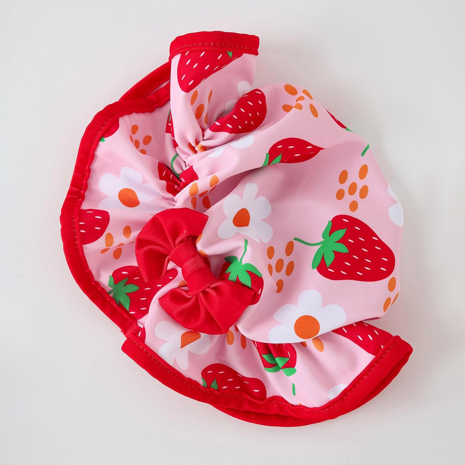 Baby Girl Swimsuit One-Piece Long Sleeve Rash Guard with Hat Set Strawberry/Flower Zipper Bathing Suit - Image 6