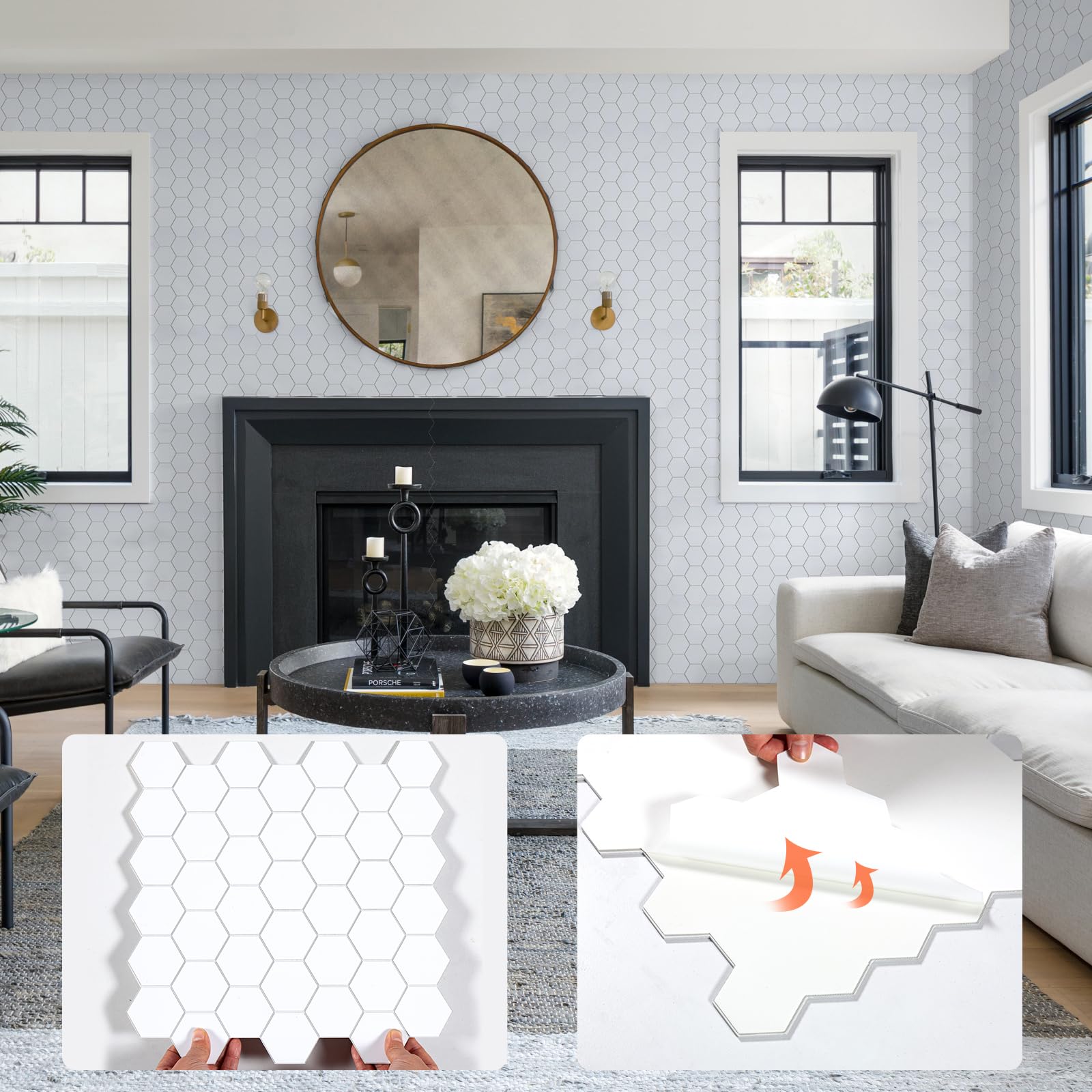 Snapklik.com : Midcard 8 Sheets Hexagon Peel And Stick Backsplash Tile