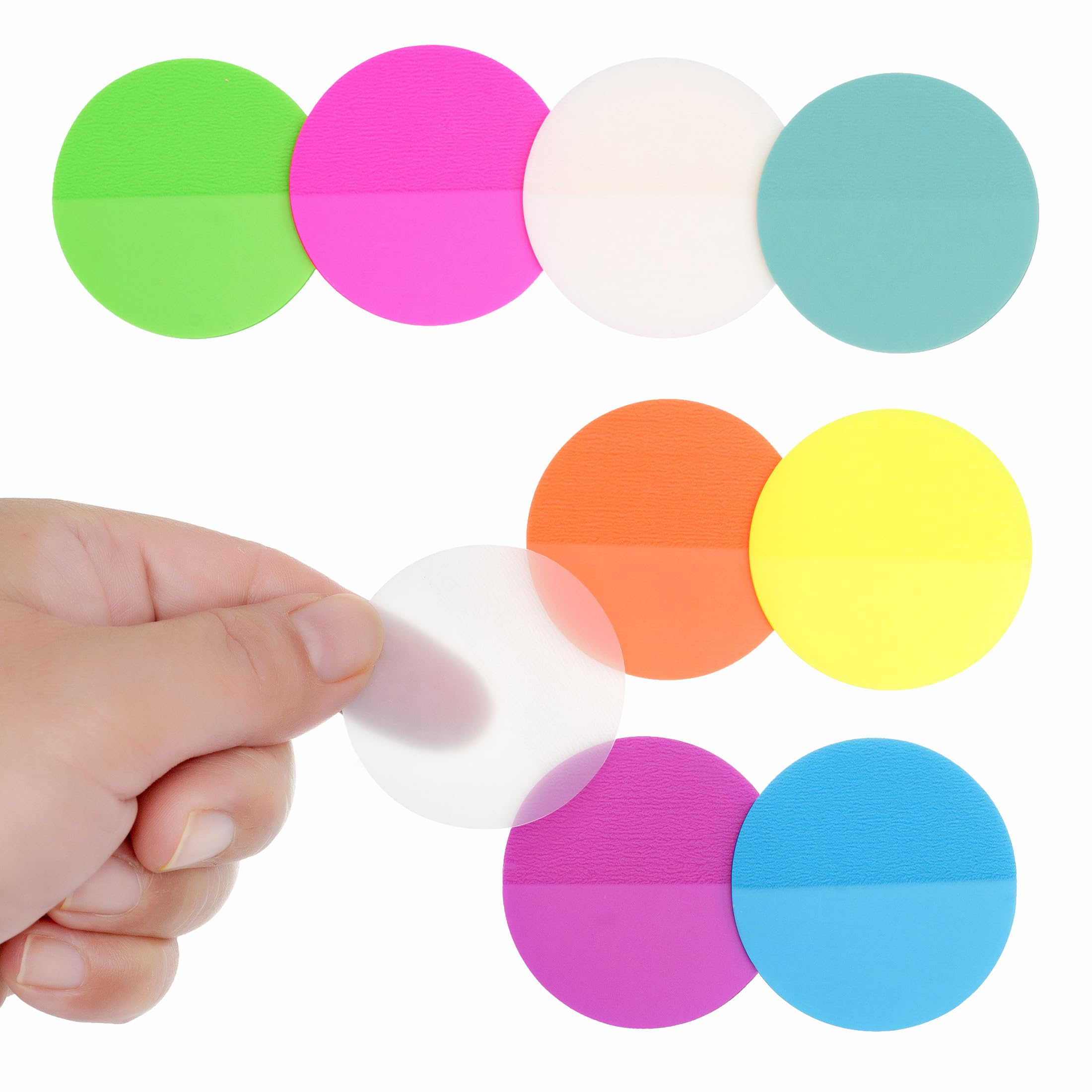 YUBX Transparent Sticky Notes Set, Round Clear Sticky Tabs, Waterproof ReβWritable Memo Pads, Pastel Macaron Annotation Markers for Books, Journaling, Planner, Document Notes, School & Office Supplies