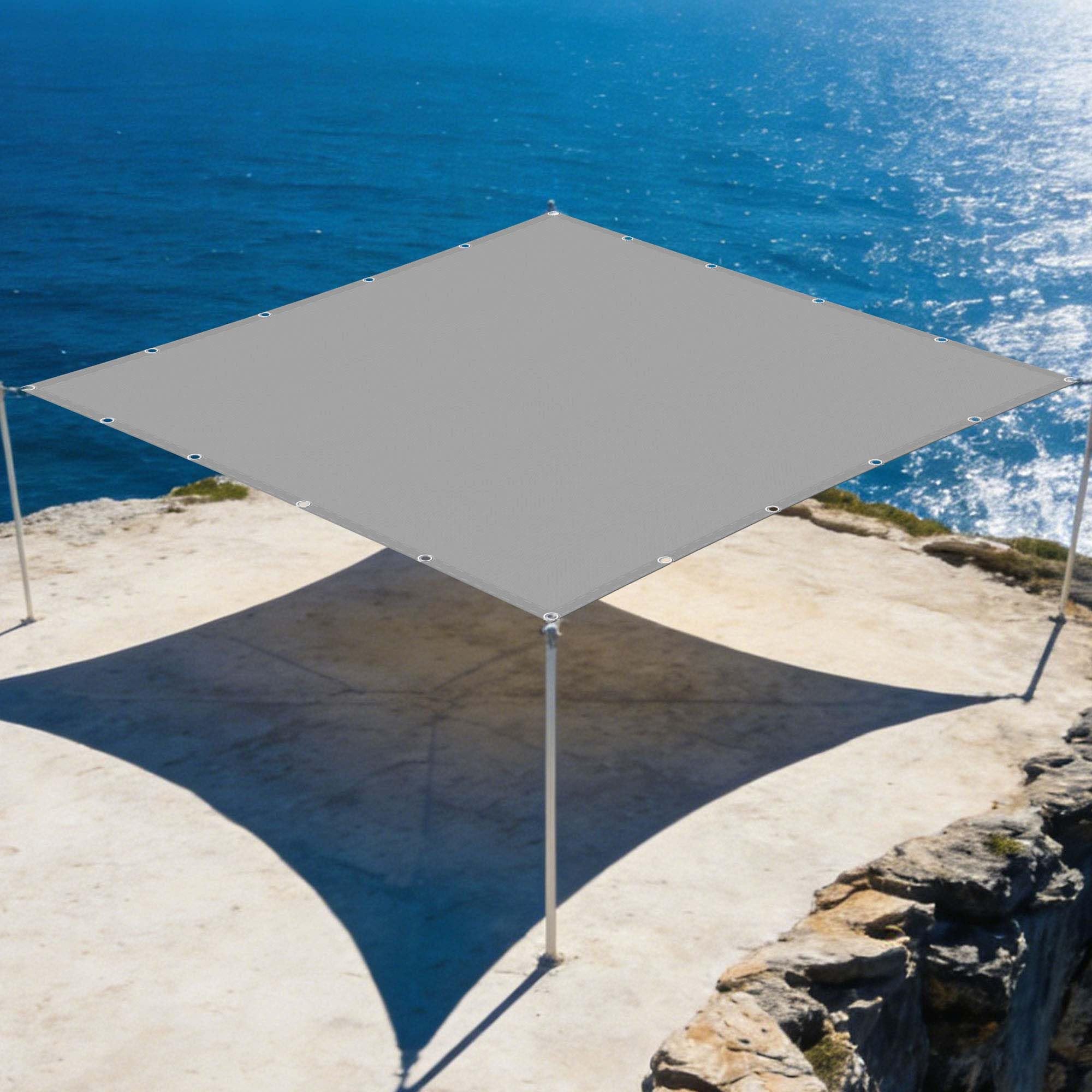 Voile d'ombrage gris 260x300 cm imperméable pour balcon et patio