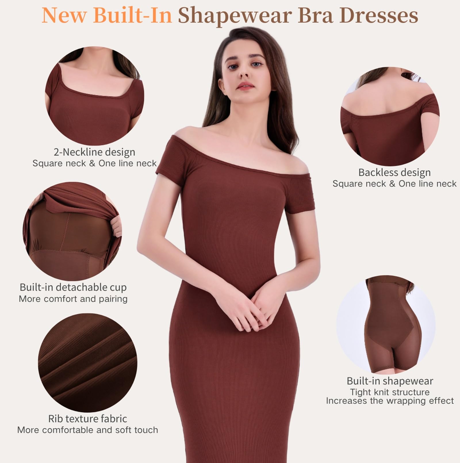 HLTYGWX Vestido Lencero Moldeador para Mujer, Vestido Largo con Control de Barriga y Abertura en la Espalda