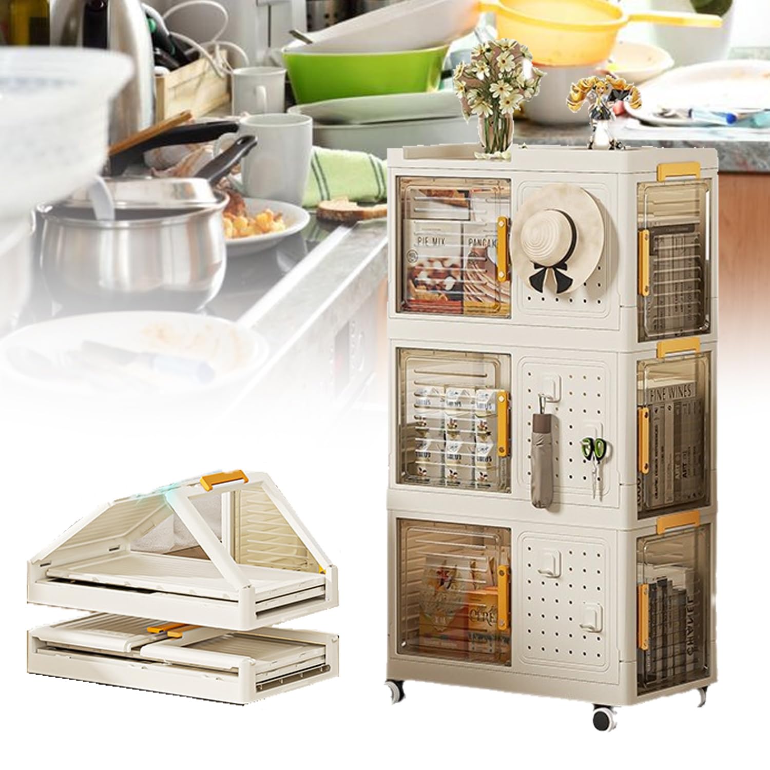 Boîte de rangement pliable avec portes pour optimiser le dressing et le salon