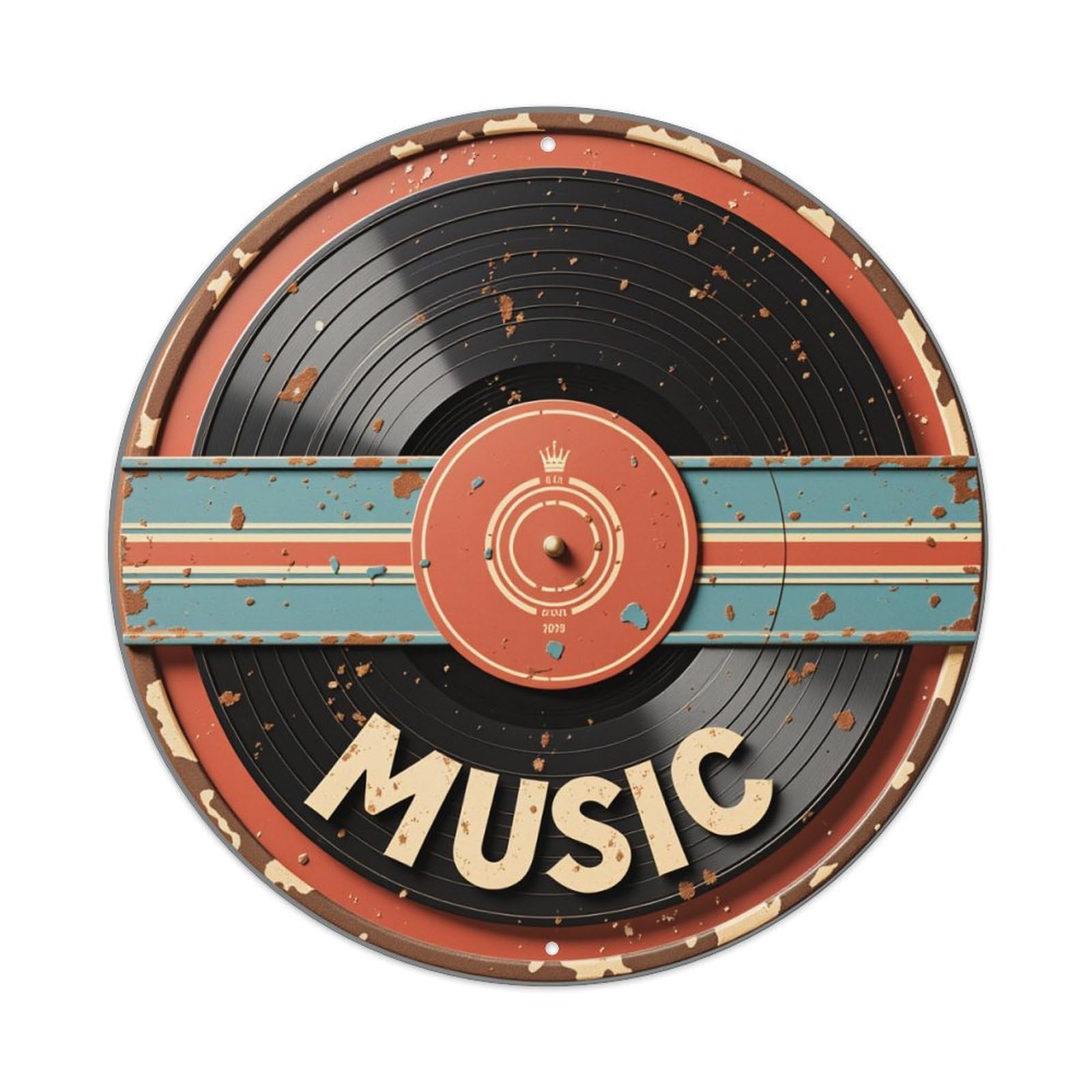 Retro Vinyl Record Design Music Round Tin Sign Retro Metal Sign for Cafe Bar Pub Home Game Room Gym Club Wall Decoration Vintage Metal Poster 8x8 Inch