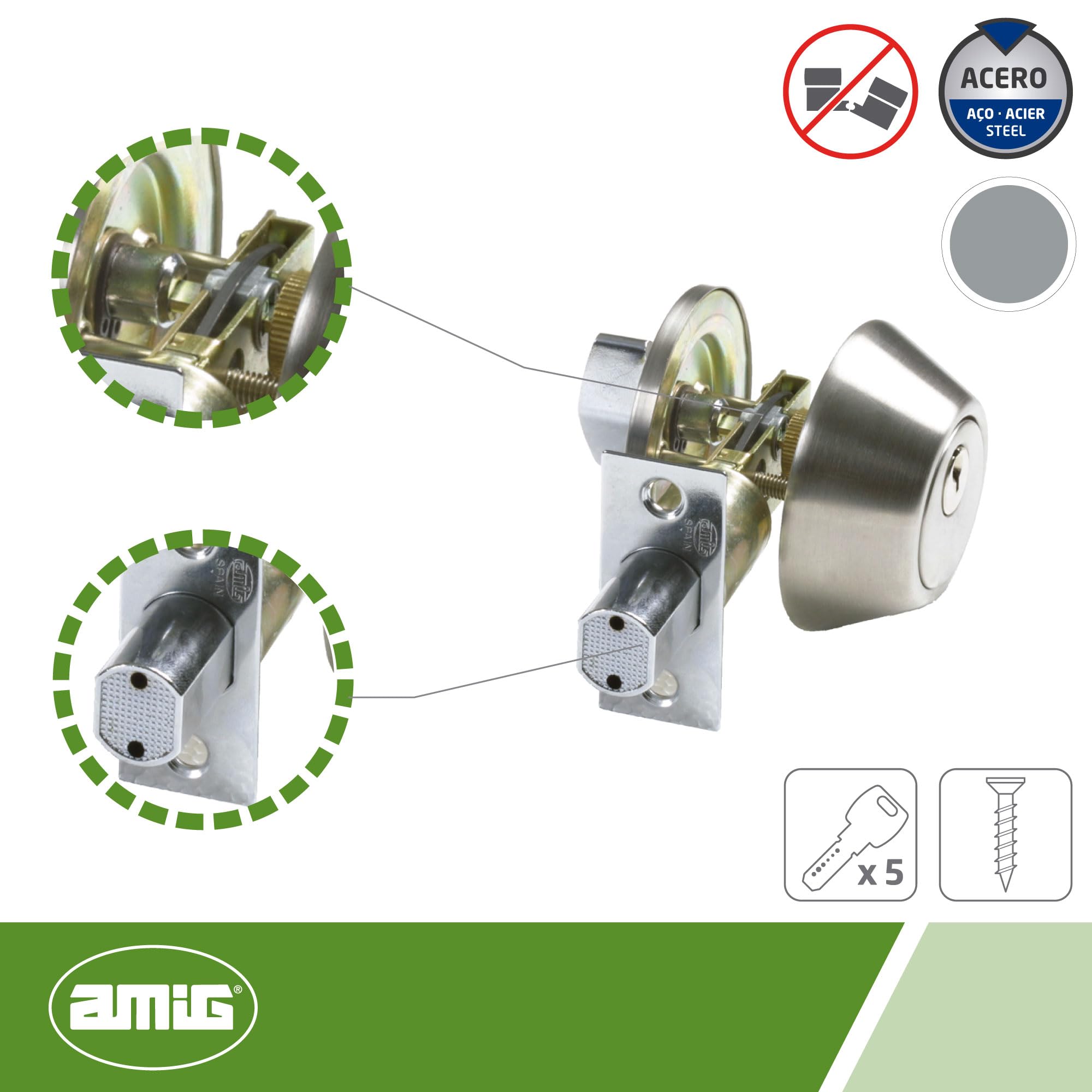 Amig 1550 Brass Matt Chrome Display, Silver - Image 2