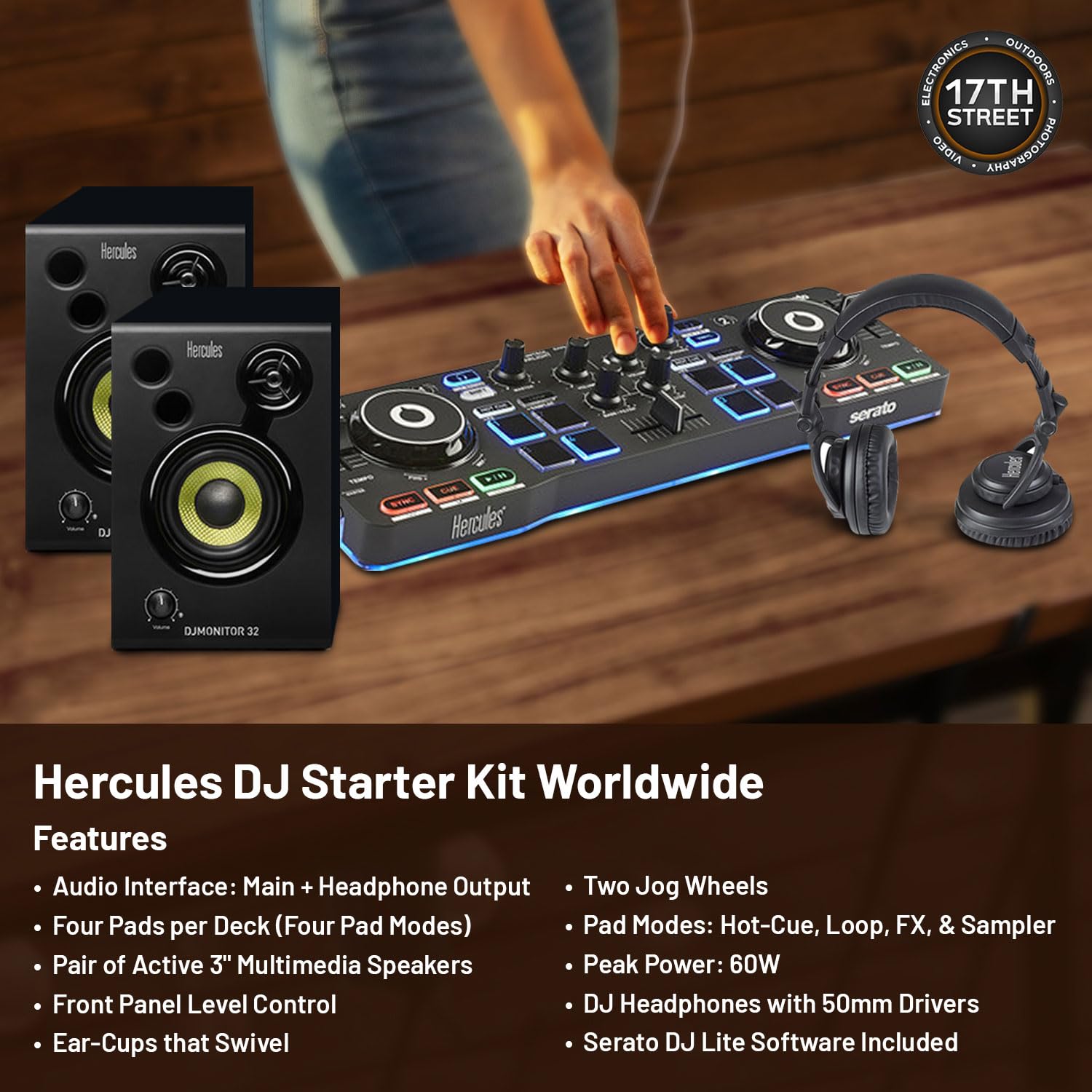 Hercules DJ Controller USB Serato対応 Amazon.com: Hercules DJ Starter Kit - Starlight USB DJ Controller