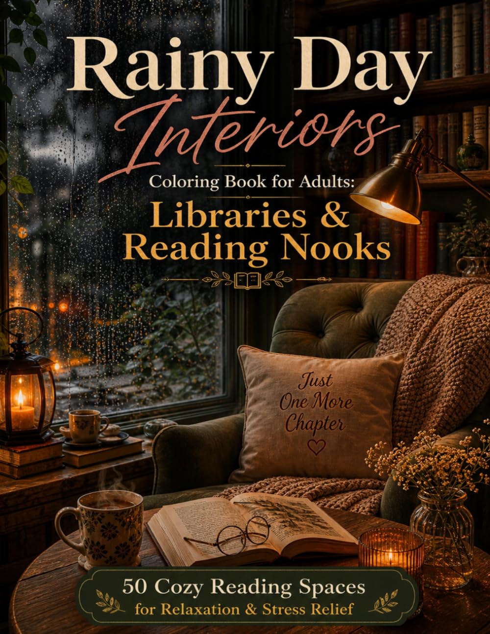 Cozy Libraries & Reading Nooks Coloring Book for Adults: 50 Rainy Day Book Lover Interiors for Relaxation and Mindfulness (Rainy Day Interiors)