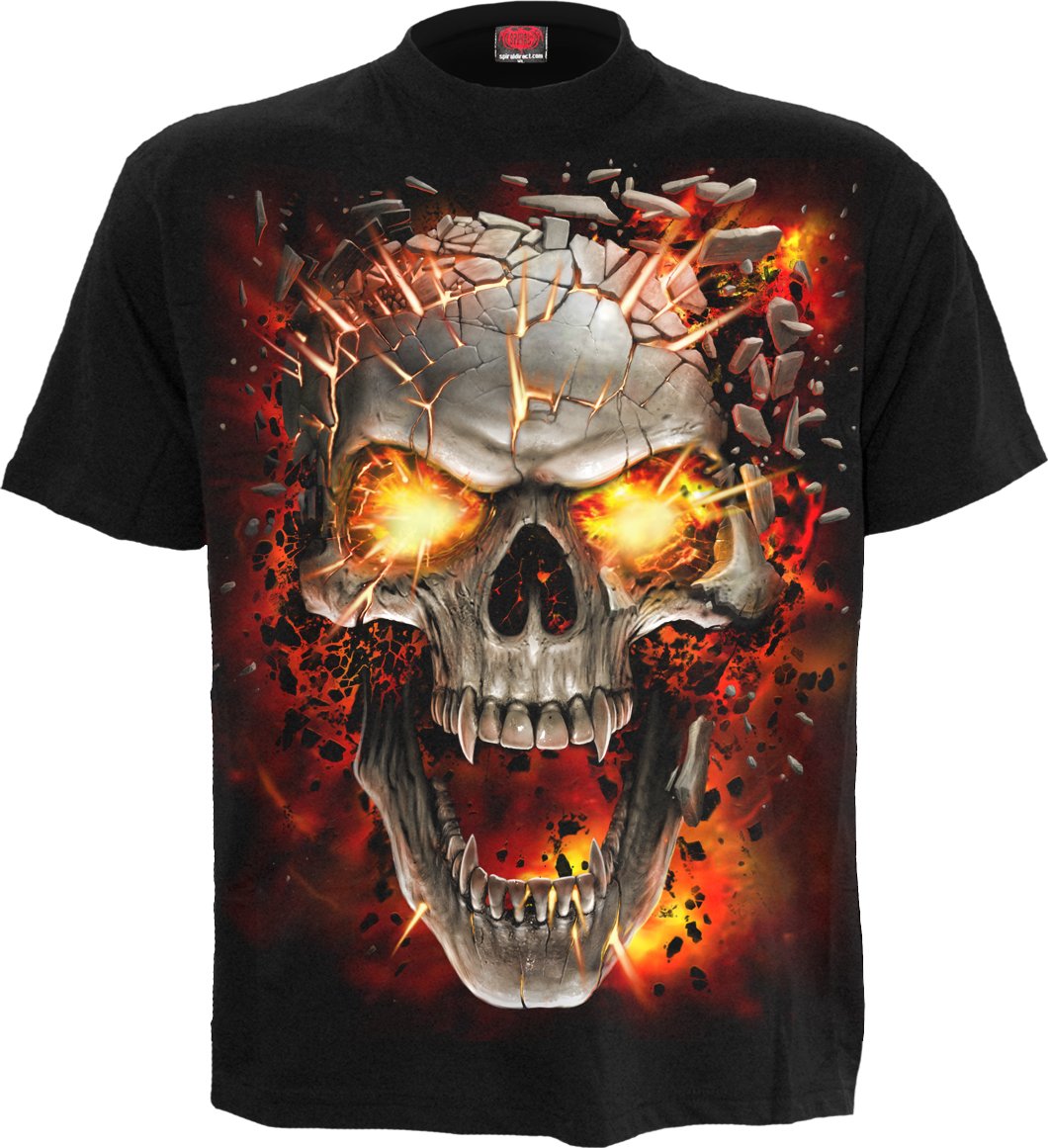 Spiral Direct Black Skull Blast - Kids T-Shirt - Xl - Screen