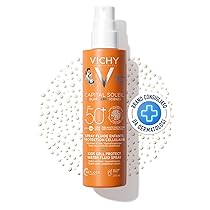 Vichy Capital Soleil, Spray Solare Dolce Bambini SPF50+, Per Pelli Sensibili, Protegge da Scottature e Danni Cutanei, Lenisce e Fortifica la Pelle, Con Acqua Vulcanica di Vichy, 200 ml