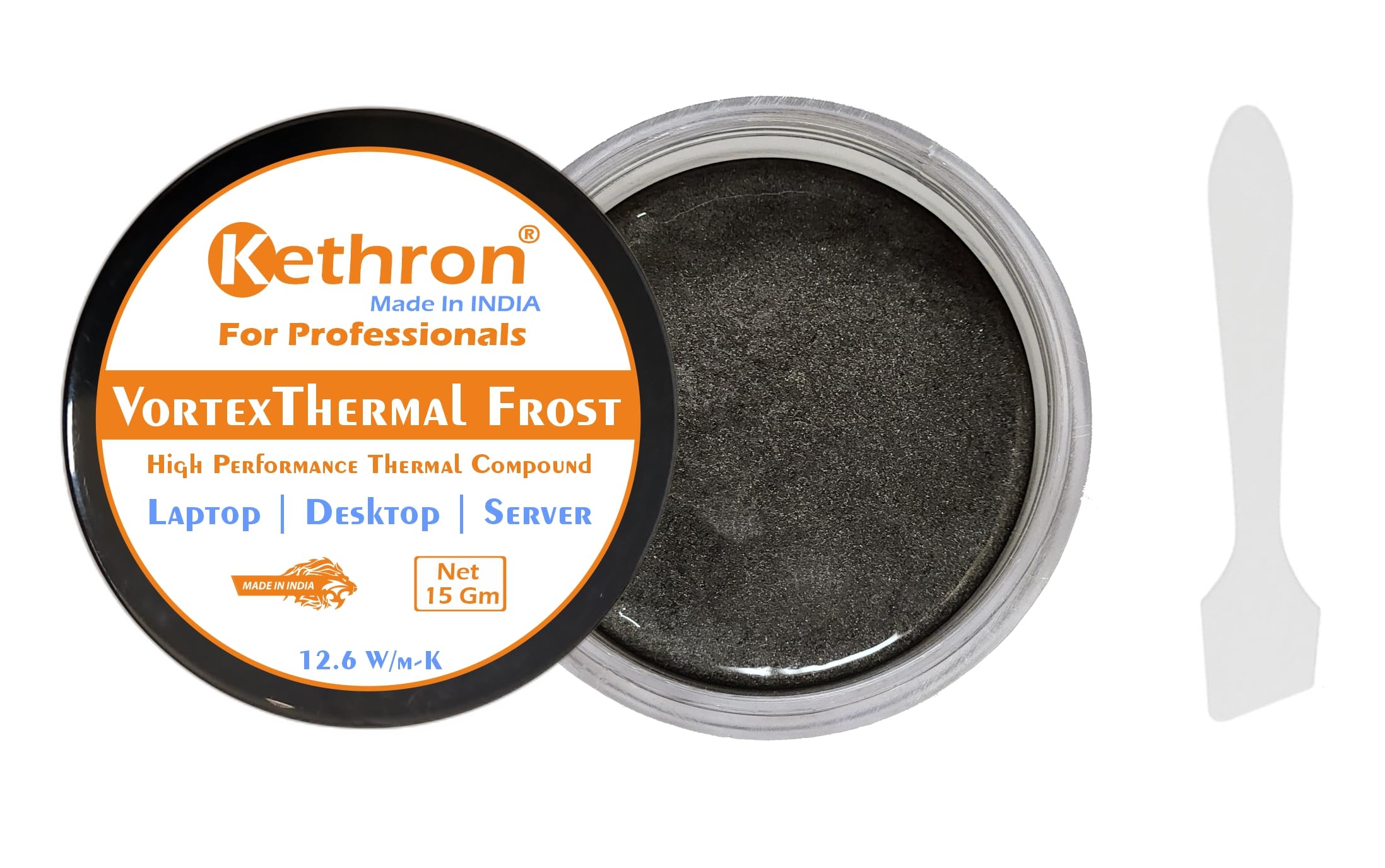 Kethron® VortexThermal Frost Thermal Paste | Thermal Compound | Heatsink Paste | Thermal Grease | 12.6 W/m-K | CPU GPU Laptop Desktop Server Gaming IC Chips | Jar Type | No Waste Formula | 15gm-image-15