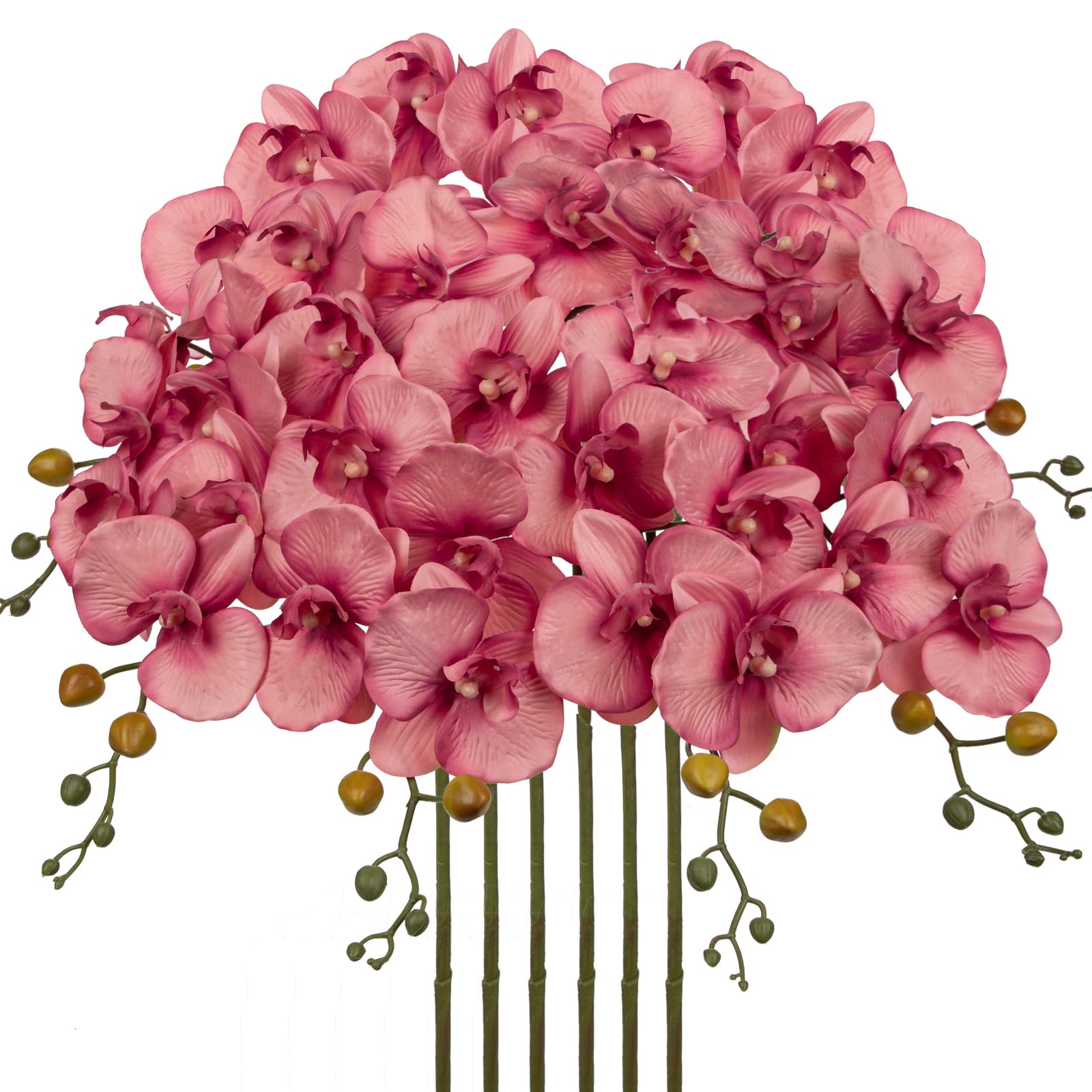 Oairse 6PCS Artificial Orchid Stems 81cm Tall Red Silk Phalaenopsis Flowers with 5 Blooms Faux Orchids Flower for Home Office Wedding Floor Vase DIY Floral Arrangements Housewarming Gift