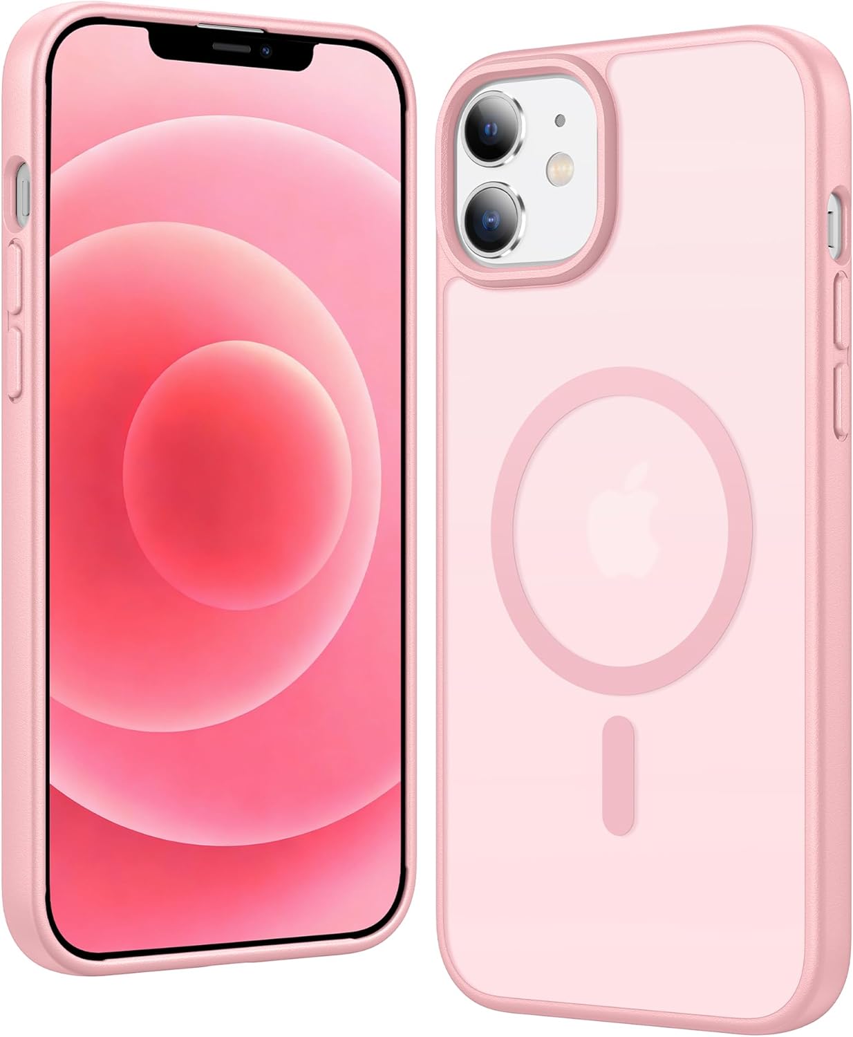 FNTCASE for iPhone 13 Mini Case: iPhone 12 Mini Case Matte Magnetic Phone Cases Compatible with Magsafe Slim Anti Yellowing Military Grade Drop Rugged Protective Translucent Cell Cover (C-Pink) for iPhone 13/12 Mini 5.4 inch C-Pink