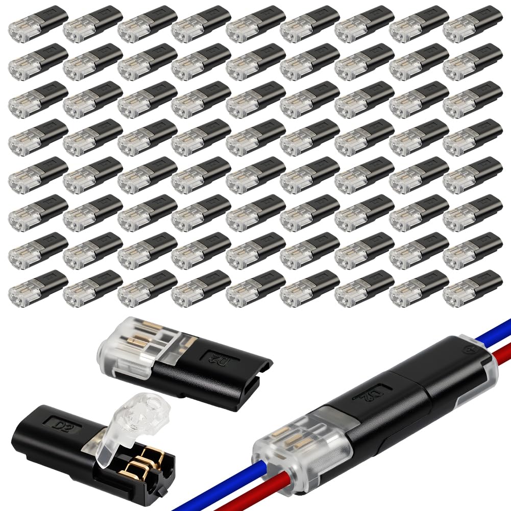 2-pinowe złącza samochodowe, 72 szt., 2-pinowe złącze kablowe, szybkie złącze wtykowe 12-24 V, złącza elektryczne do kabli 18-22 AWG, do samochodu, na kemping, samochód, motocykl, LED