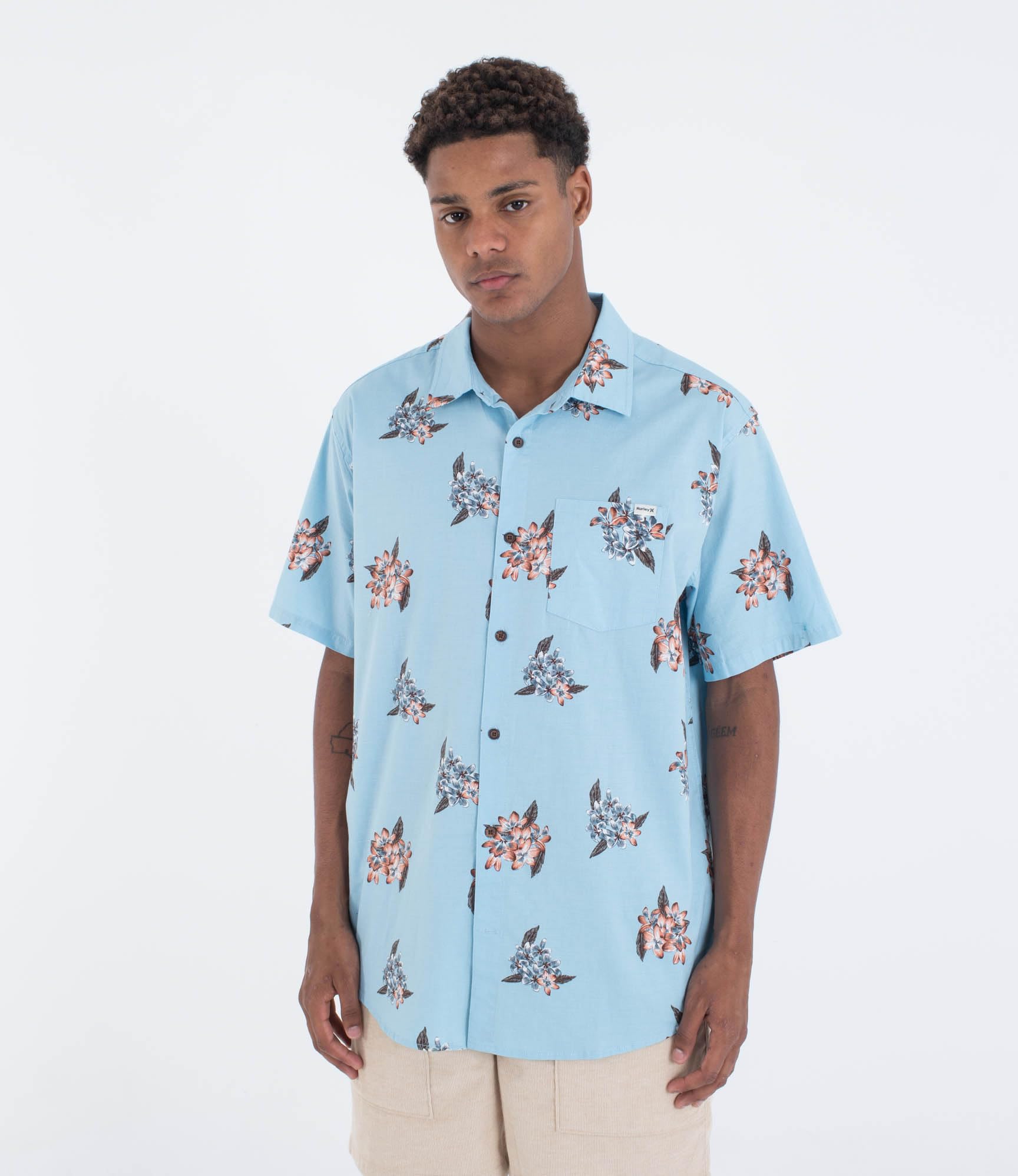 Hurley Mens OAO Lido Stretch Shirt, Blue Dream, XXL EU