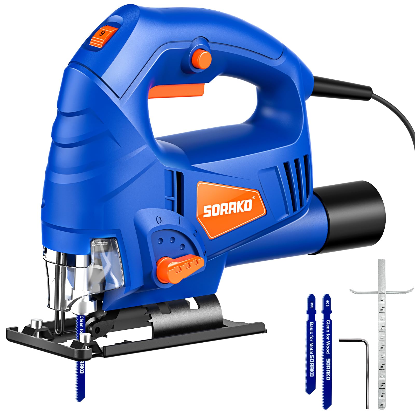 SORAKO Jigsaw 600W Corded Electric Jig Saw for DIY, Worktops & Laminate