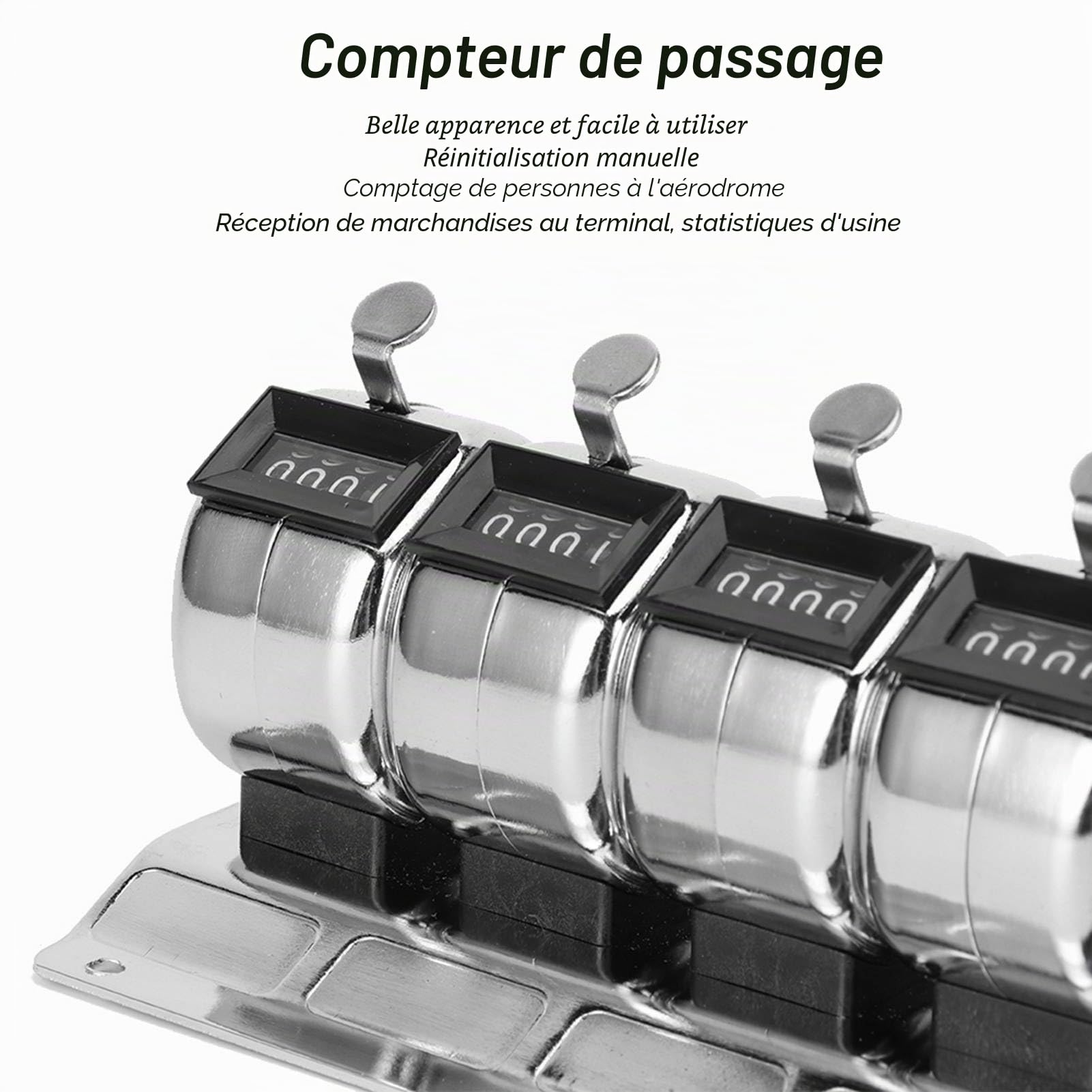 Compteur de pointage, outils manuels, compteur mécanique à cliquet manuel en métal à 4 chiffres siamois 6 unités en acier inoxydable Tally