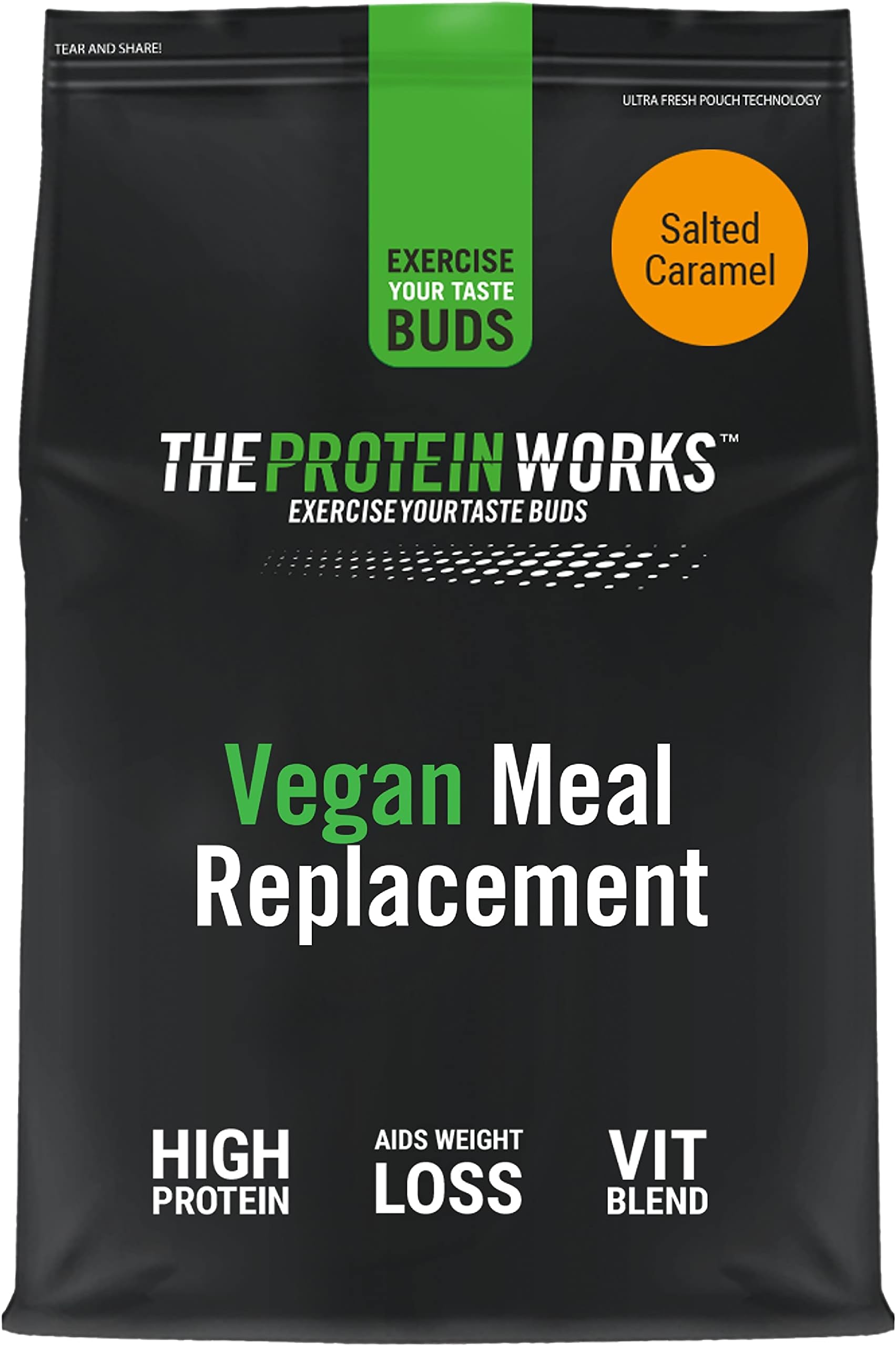 Protein Works - Vegan Diet Meal Replacement , Nutritionally Complete 250 Calorie Meal , Vegan Meal Shake , Plant Based Meal Replacement , 28 Meals , Salted Caramel Bandit , 2kg
