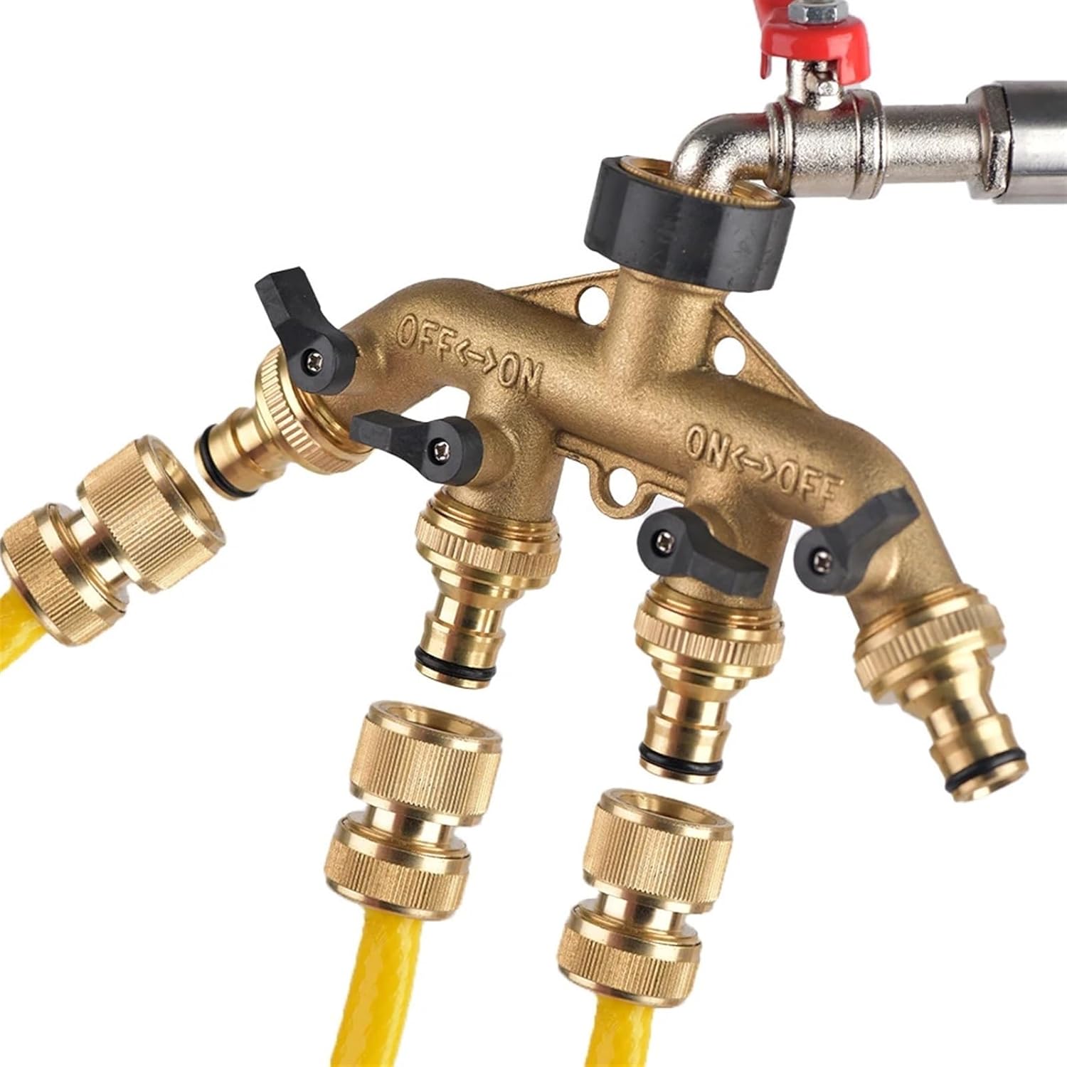 1Pc Female Thread 3/4" Brass 4-Way Garden Hose Diverter Y Type Faucet Connector Garden Irrigation Watering Supplies (Color : B)
