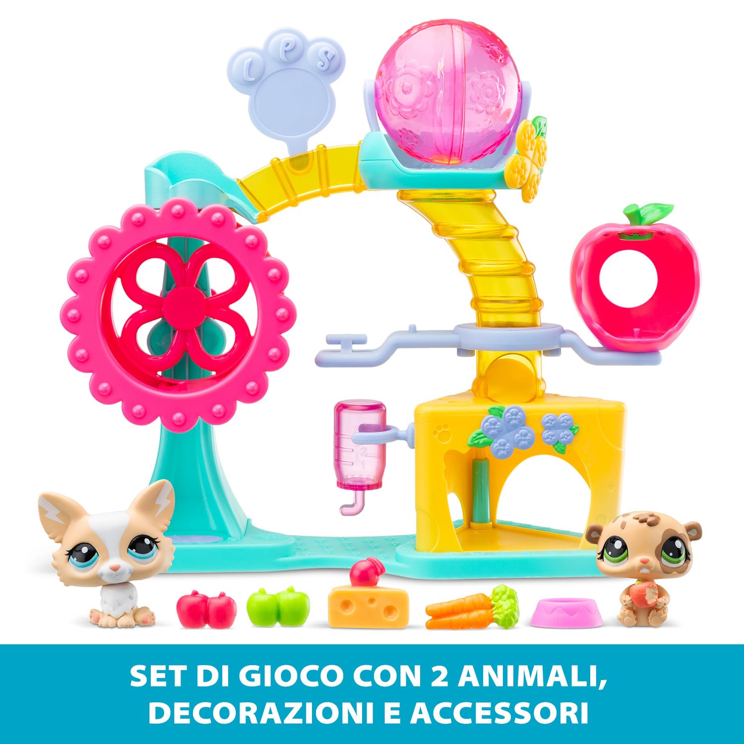 BANDAI Littlest Pet Shop, Czas zabawy Playset, mobilne głowy, Gen 7 (zwierzęta domowe #69 i #68 Ekskluzywne zwierzęta do zabawy), dla dzieci od 4 lat, BF00519 wielokolorowy