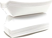 Vista 6 de Mr Miracle Bandeja de papel para perros calientes de 7 pulgadas en color blanco. Paquete de 100. Desechable, reciclable y totalmente biodegradable.